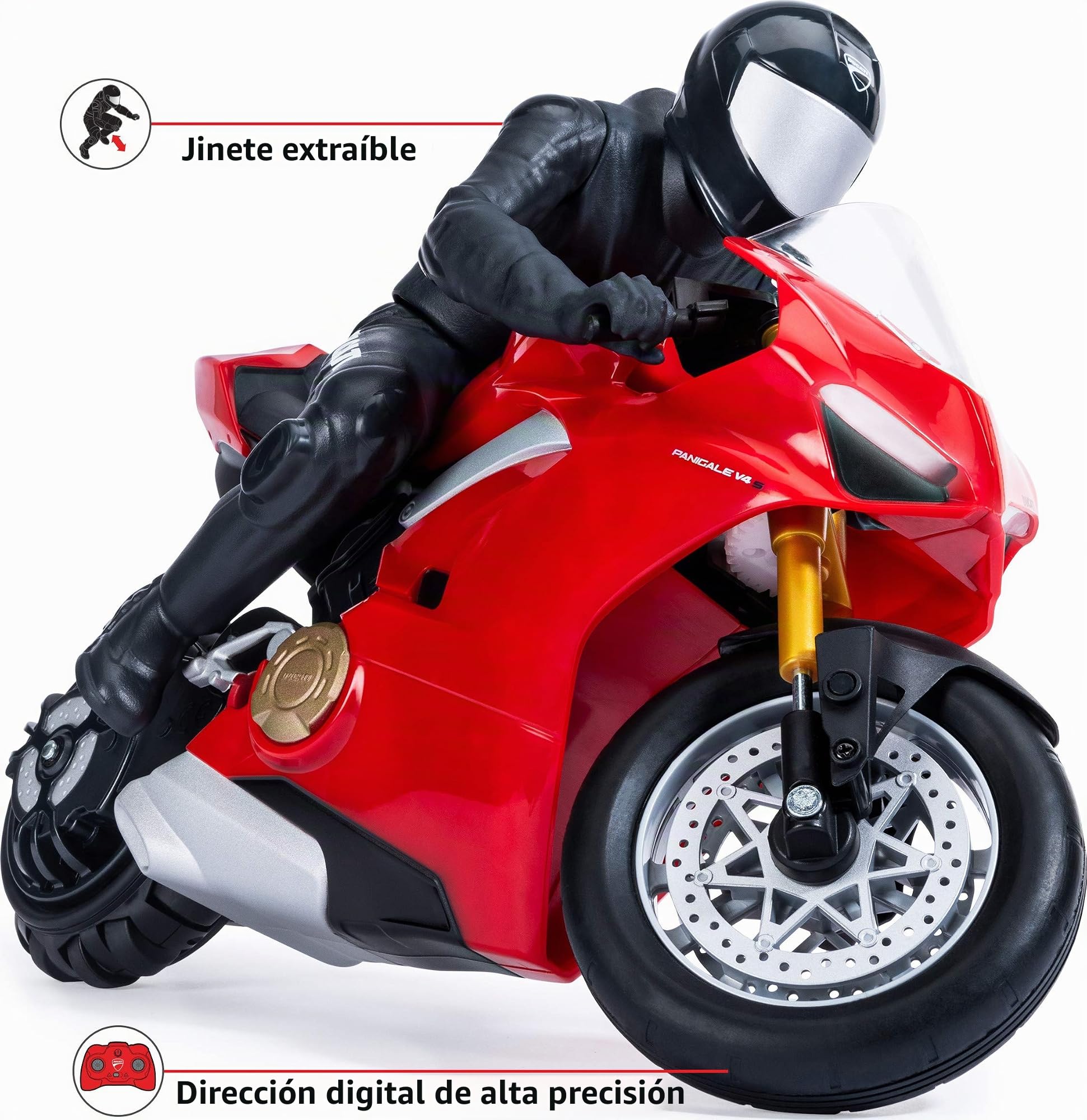 Spin Master Upriser Ducati Panigale V4 S, Moto Radiocontrol En Escala 1:6, Alcanza 20 km/H