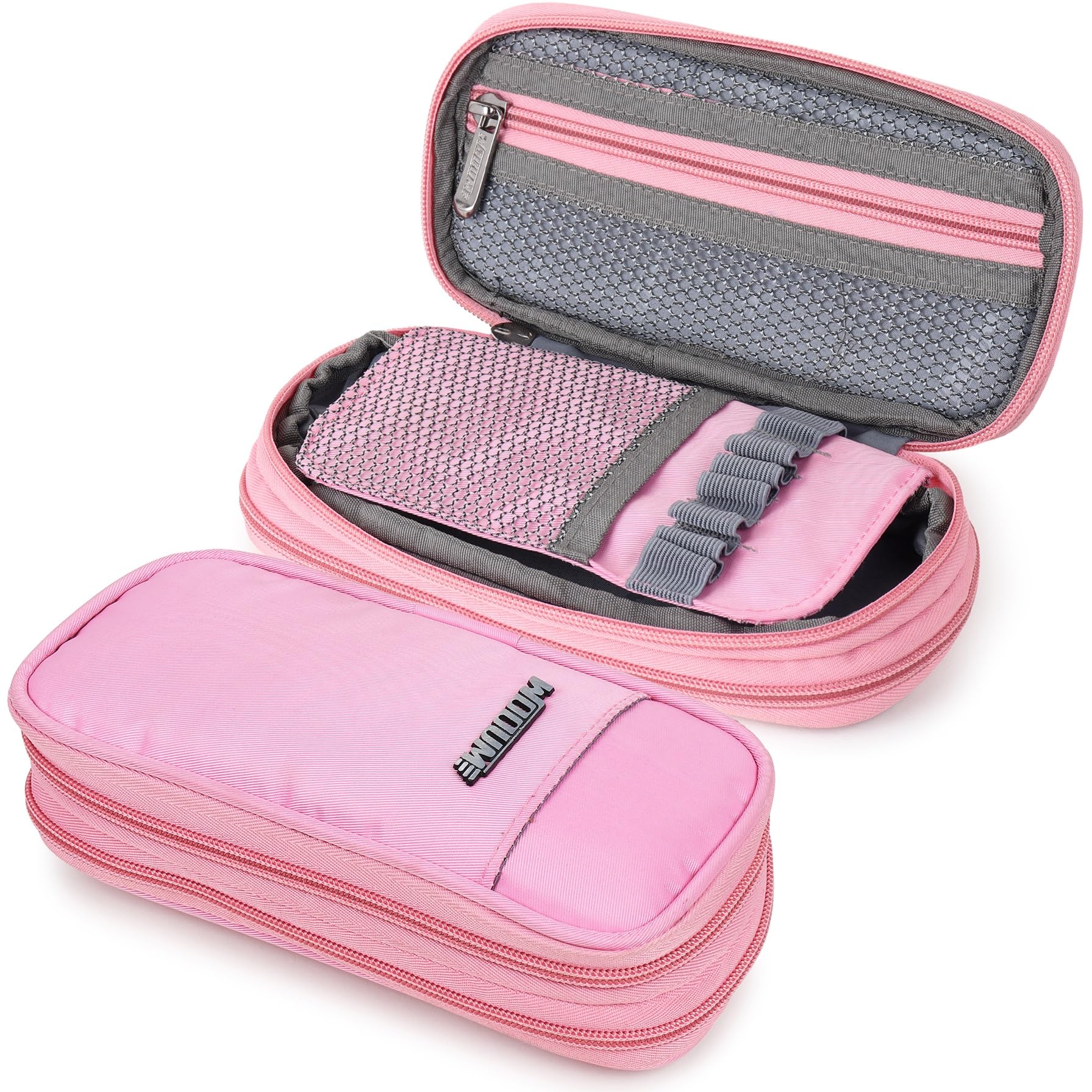 Wooum Expandable Pencil Pouch Big Pen Case Office College School Large Storage High Capacity Pouch Holder Organizer - Baby Pink