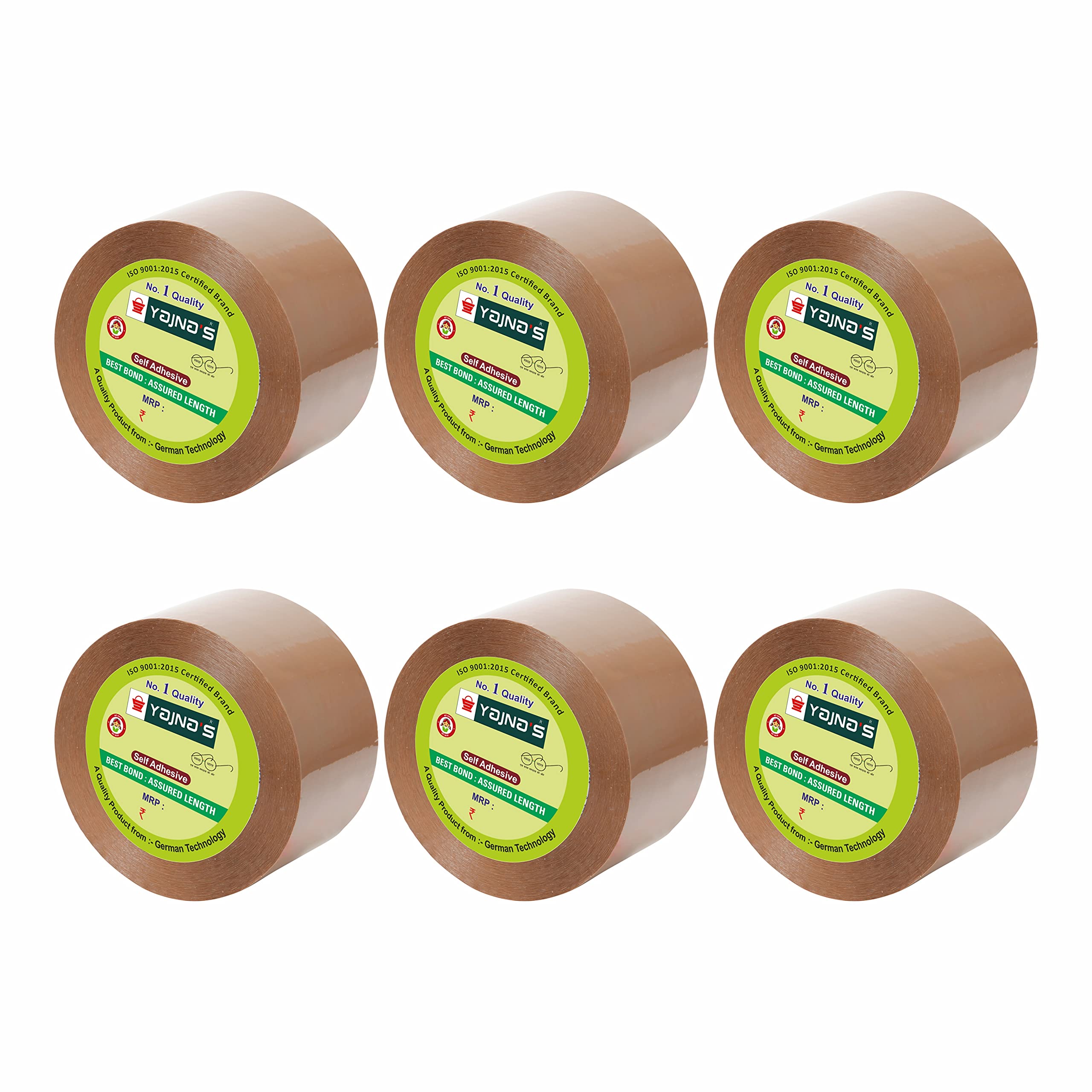 2 Inch 100 Meters, Pack of 6, Brown BOPP Tape Self Adhesive High-Strength Packing Tape Rolls, Packaging Tape | Brown Cello Tape | e Commerce Industrial Tape for Home, Office use & Box Packing