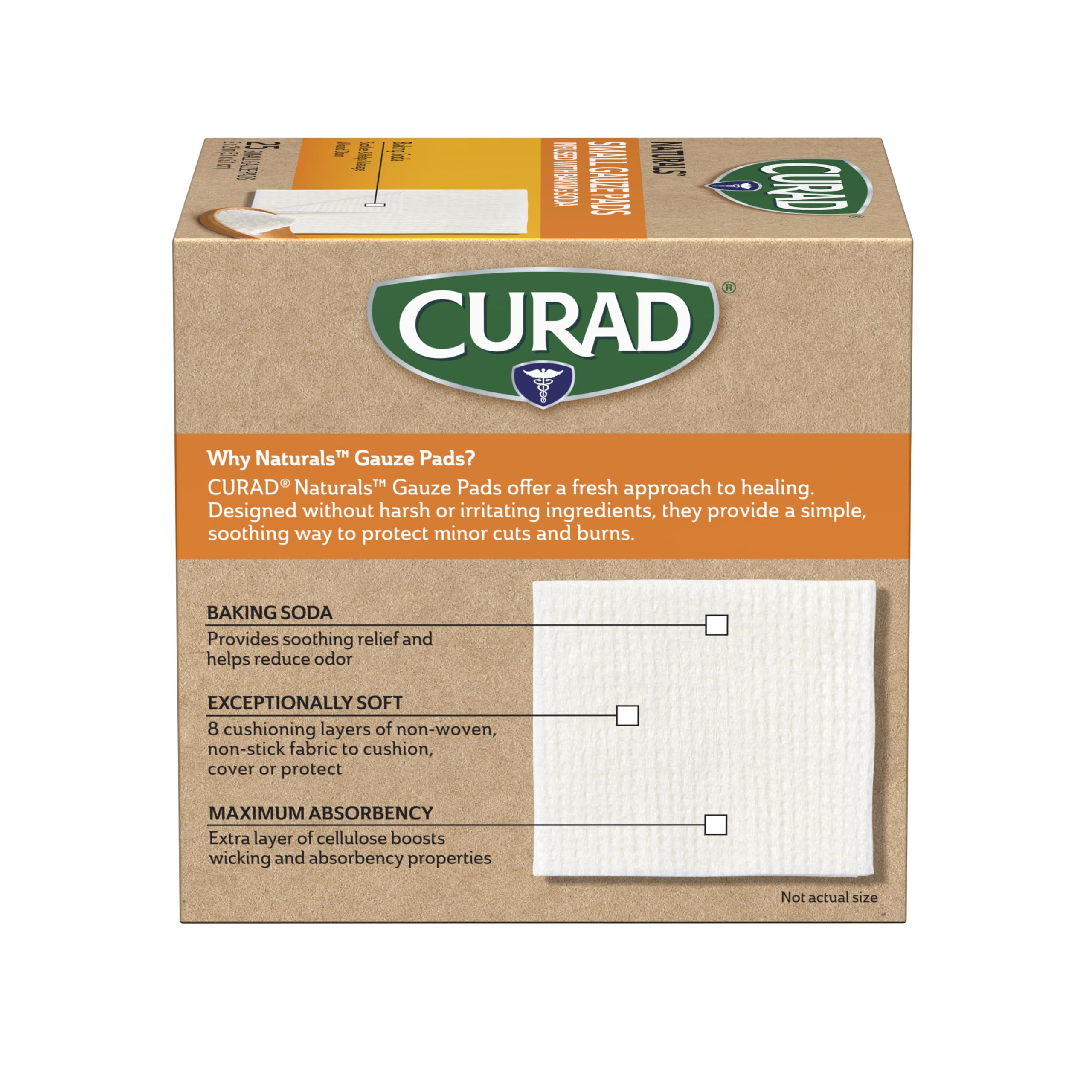 CURAD® Naturals™ Small Gauze Pads with Baking Soda, 2 in x 2 in, 75 Count — Amazon image 5