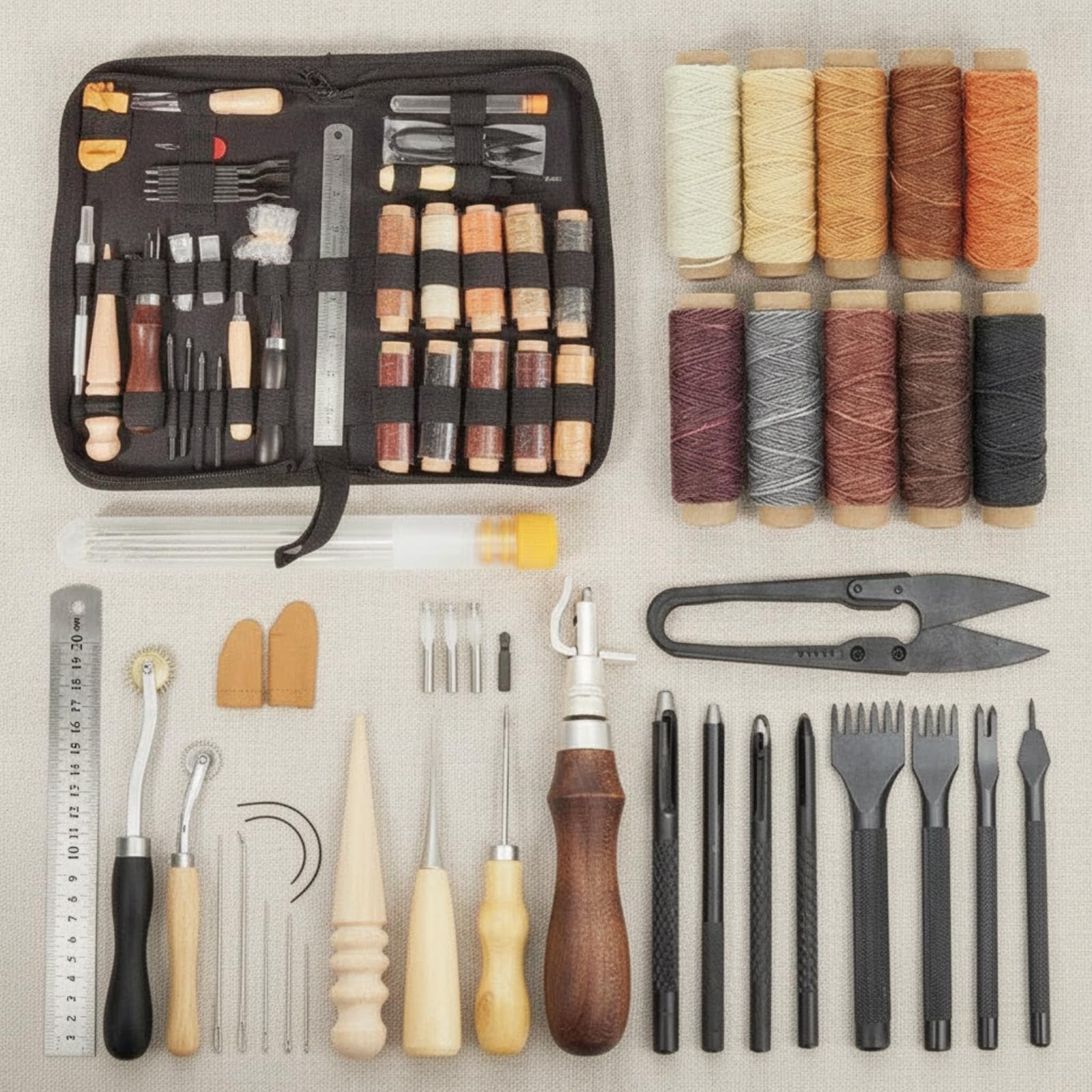 predolo Juego para Artesanía en Portátil | Compacto, Kit Costura para con Estuche, Taller, Aficionados, Mejorado