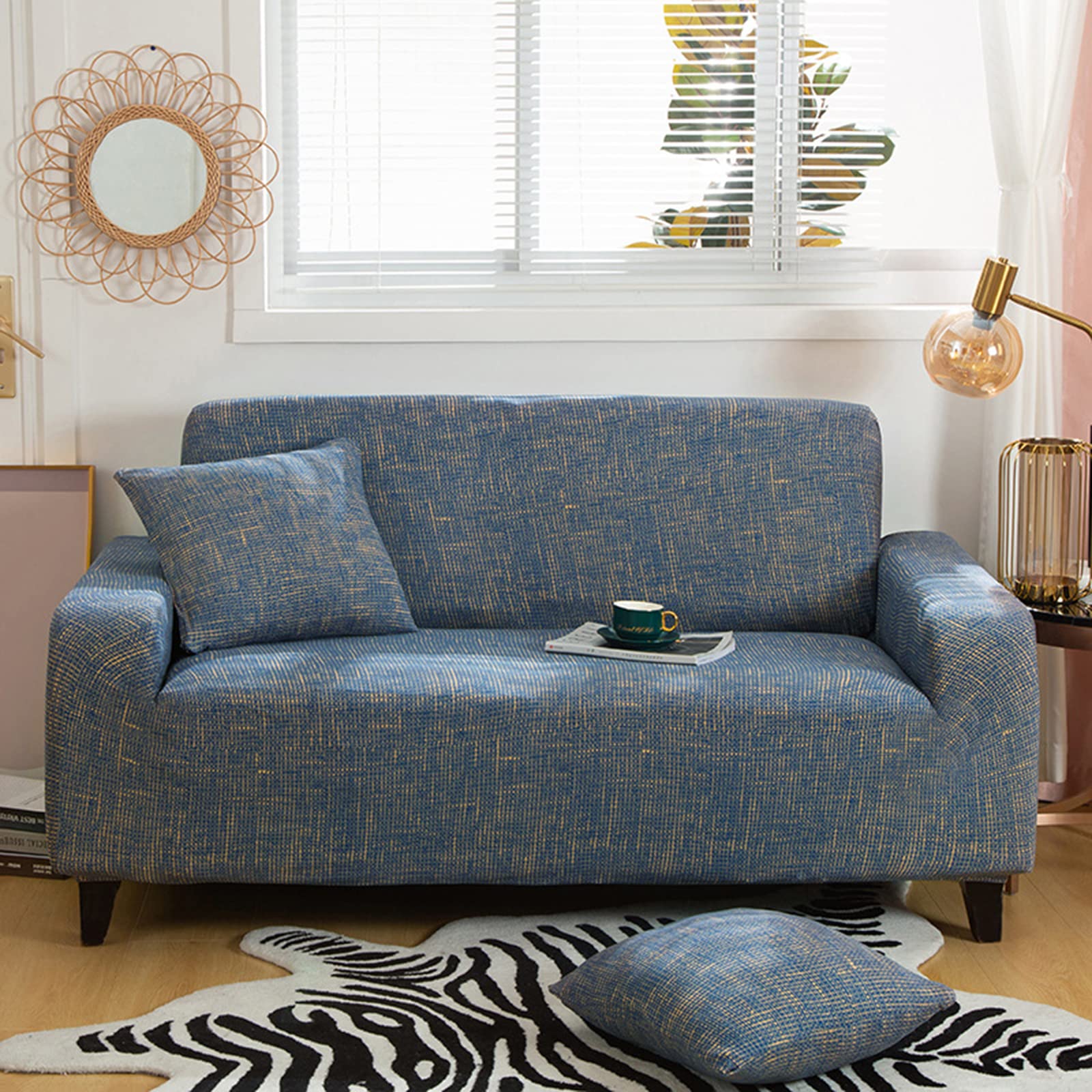 Housse de meubles imprimée haut de gamme textile extensible 4 places