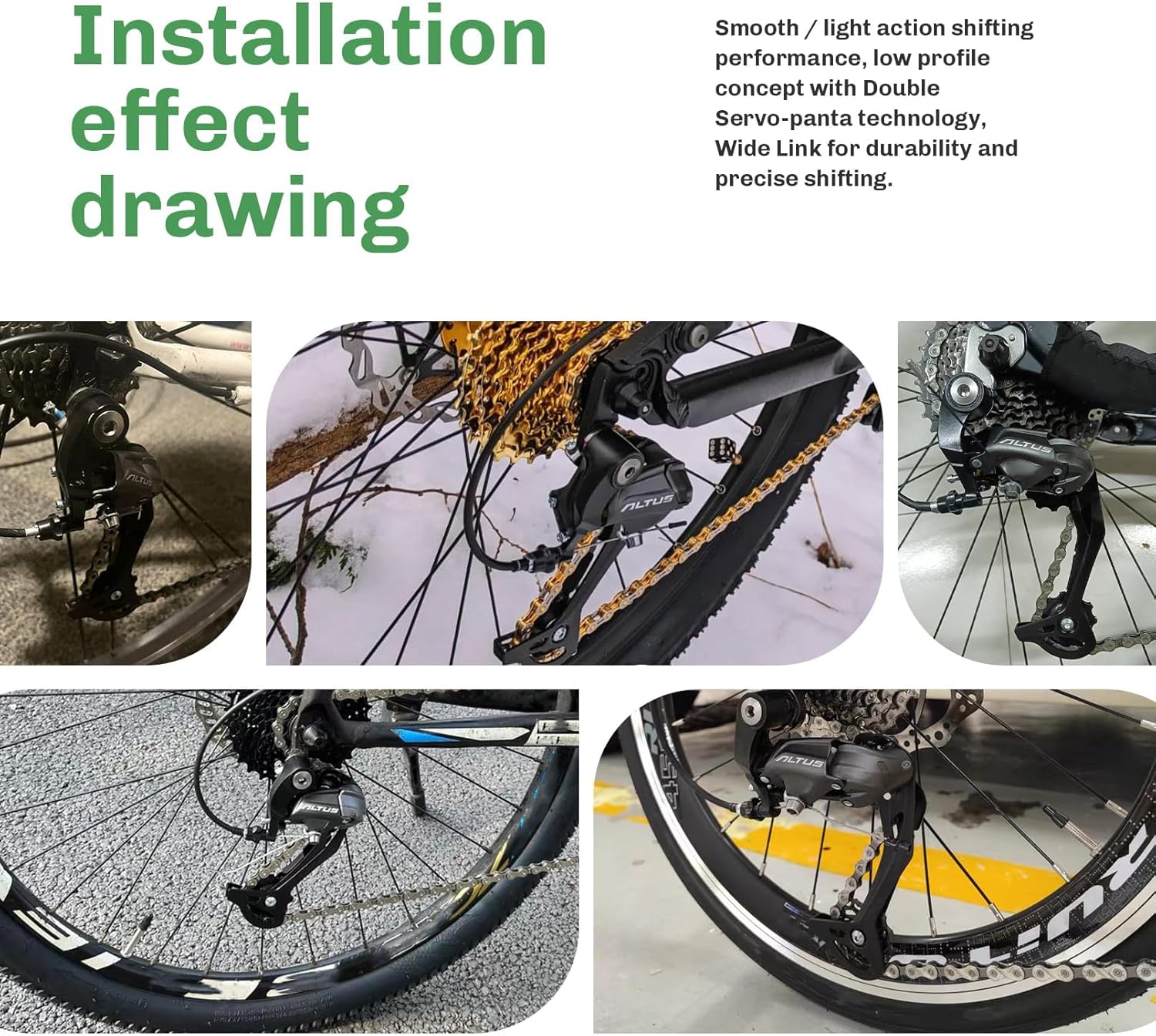 Rear Derailleur Altus RD-M370 Bicycle Rear Derailleur 9-Speed Direct Mount for Mountain Bikes Road Bikes