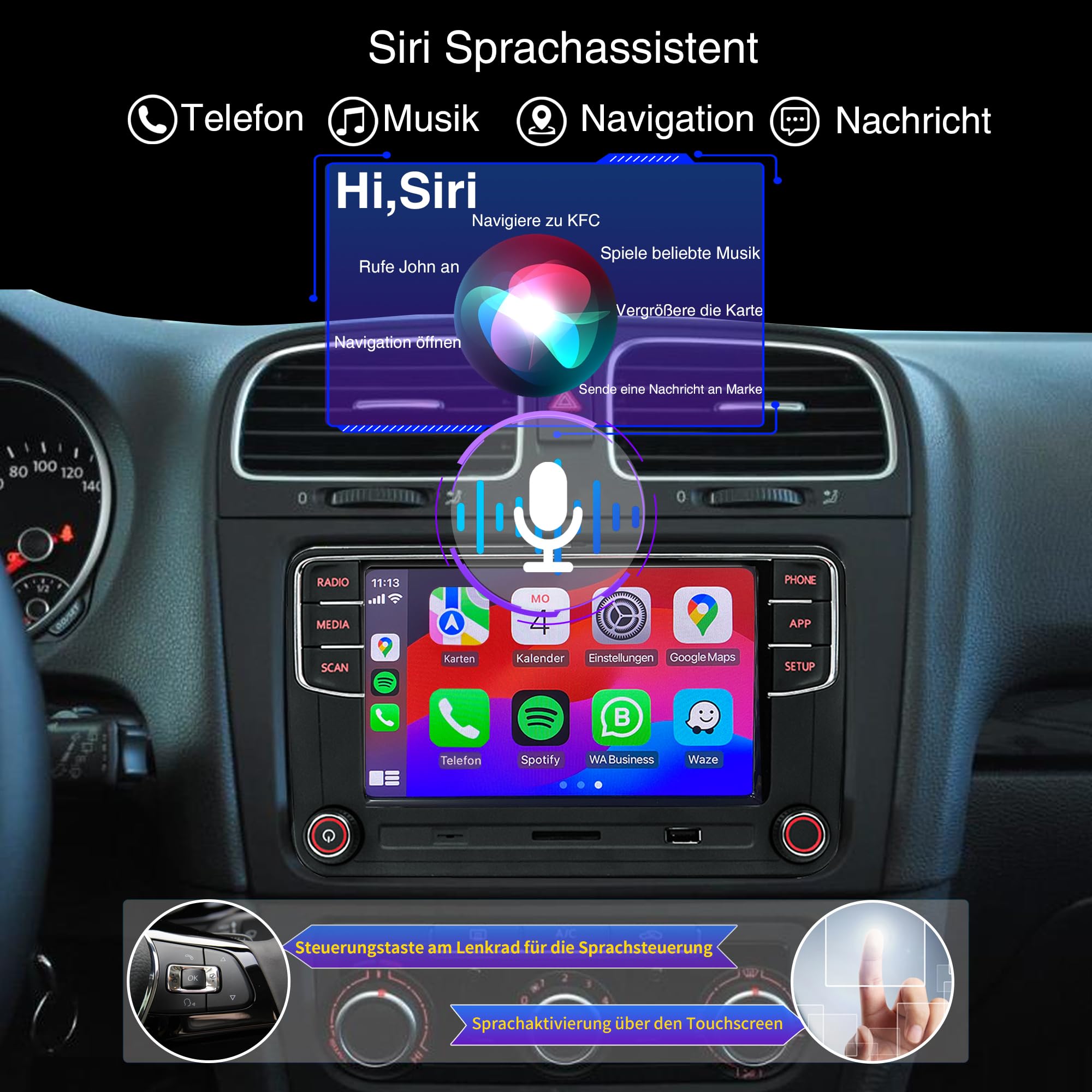 Radio samochodowe niemieckie RCD360S RCD330 Carplay AM/FM Bluetooth Kamera cofania dla VW Golf MK5 6 Caddy B6 B7 Polo Akcesoria