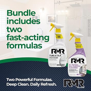 RMR Surface Saver System Tub & Tile Stain Remover + All Natural All Purpose Cleaner, 2-Step Bathroom & Surface Cleaning Bundle for Tile, Grout, Shower, Tub, Counters & More, 232 Oz Bottles