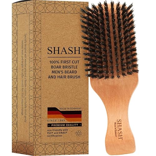 SHASH Desde 1869: Hecho a mano en Alemania. El cepillo de pelo de cerdas de jabalí 100% para cabello fino a normal | Acondiciona naturalmente,