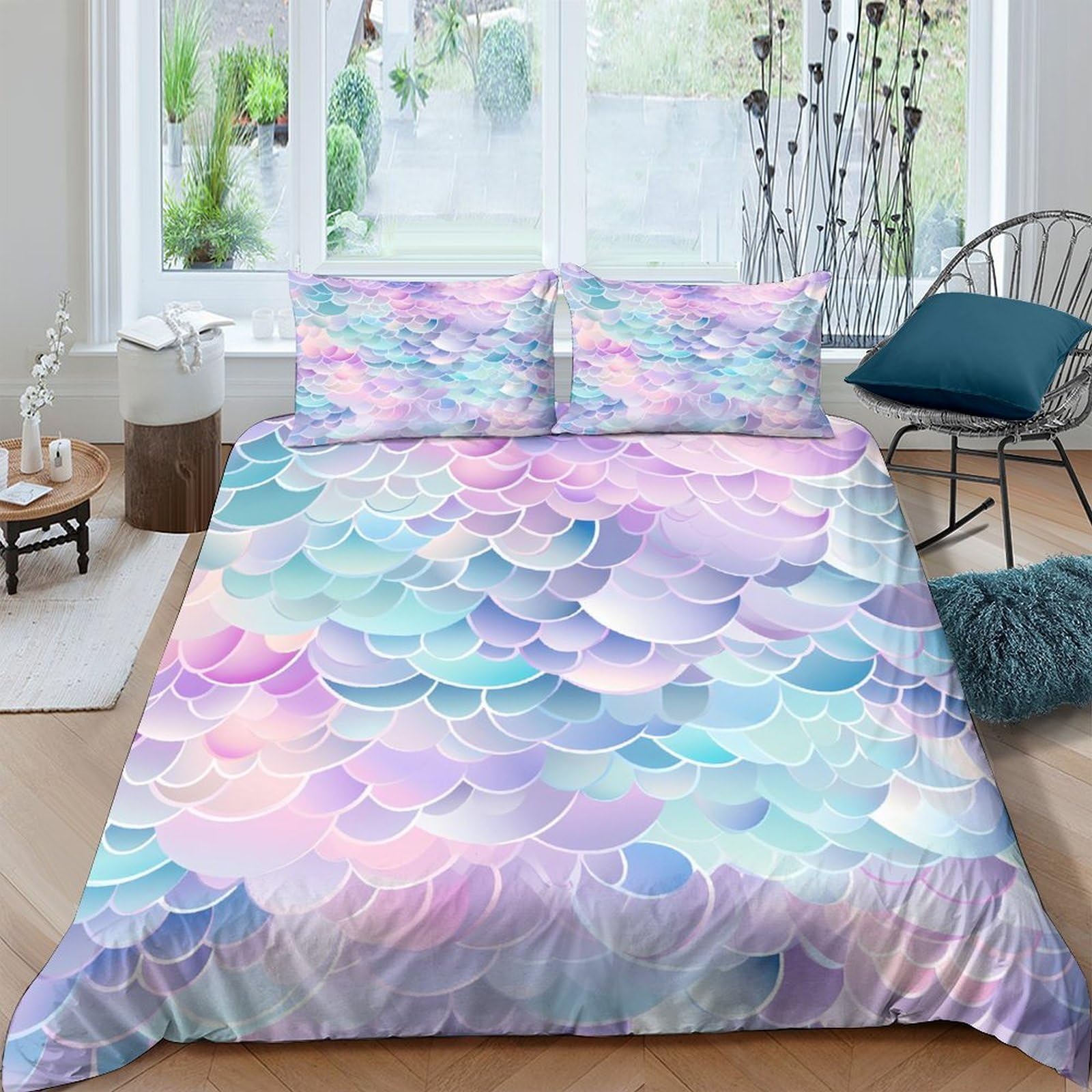 Ctjqhvkz Style-3 3D Printed Pastel Petal Fitted Sheet Microfiber Soft Breathable Iridescent Cloud Mattress Cover Bedroom Decor Single（135X200cm）