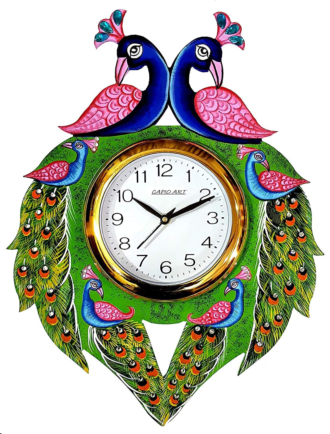 CAPIO ART Wooden Designer Handmade Animals Vintage Analog Wall Clock for Home Decor Study Room Office (Multicolour, 13 x 16 inch) - Image 2 thumbnail