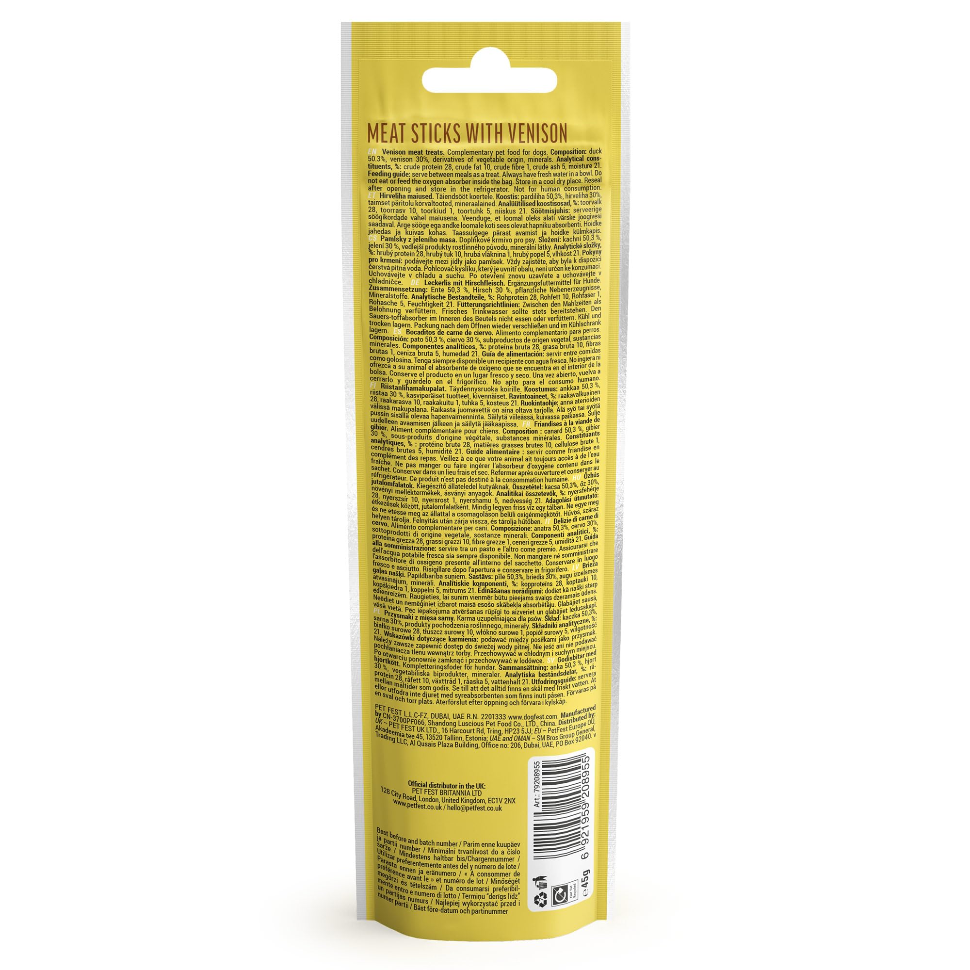 Dog Fest Premium Venison Meat Sticks, High Meat Content Natural Dog Treats for Adult Dogs - Image 3