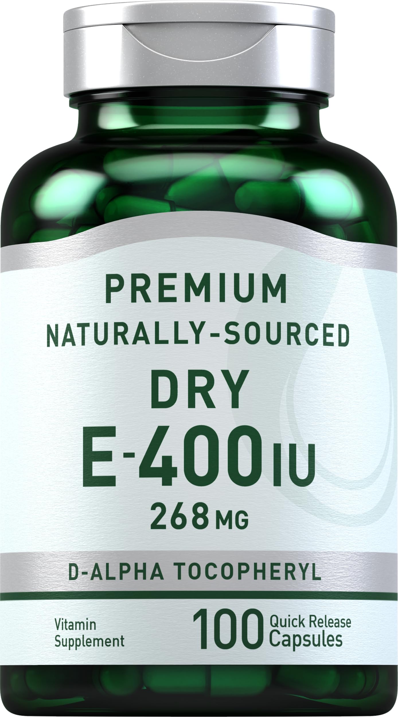 Piping RockDry Vitamin E 400 IU | 268mg | 100 Capsules | D-Alpha Tocopheryl | Premium Formula | Non-GMO, Gluten Free Supplement
