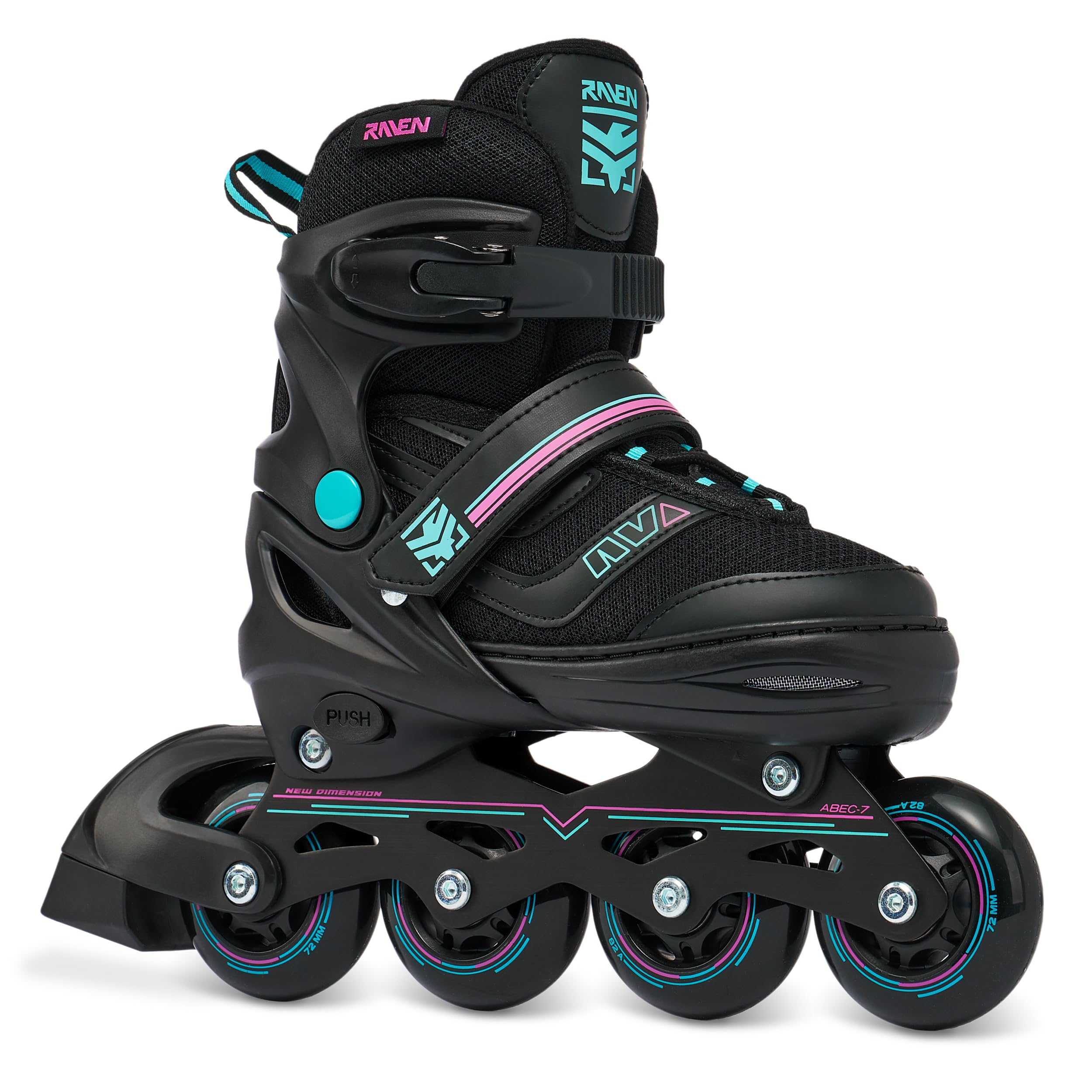 Raven - Pattini a rotelle per bambini, ragazze, ragazzi, adulti, bambini - Pattini a rotelle 2 in 1 con lame da ghiaccio - Regolabili