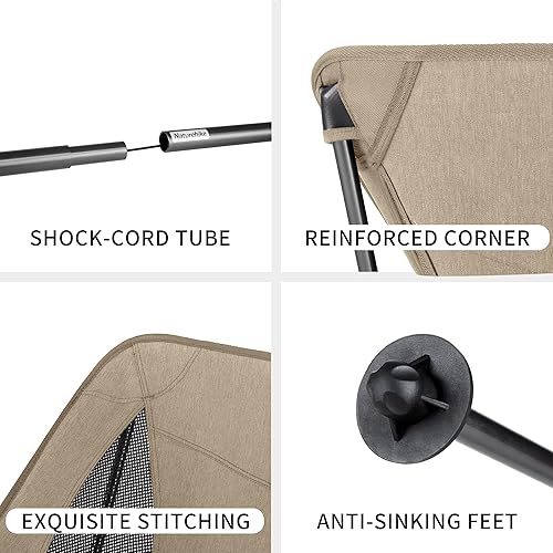 Miniatura 6 de Naturehike YL05 Silla de camping, silla de campamento portátil ultraligera con bolsa de almacenamiento, silla de playa plegable compacta para