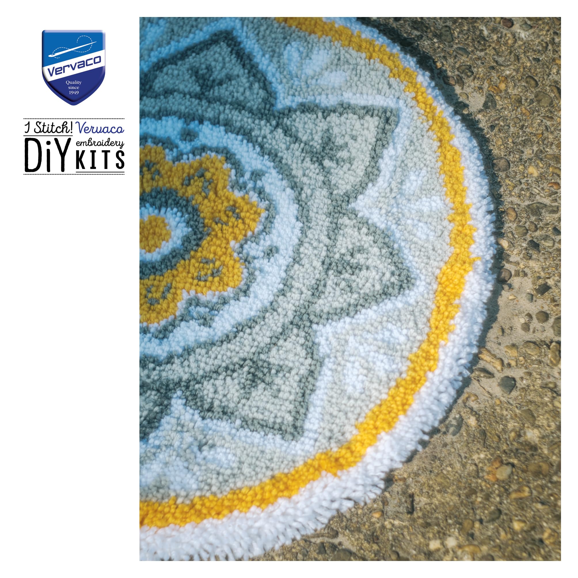 VERVACO Latch Hook Kit Zestaw Dywanik MANDALA Haft Dywanowy dla Początkujących 55 x 55 cm Zrób to Sam Zestaw Kreatywny dla Dorosłych DIY Dekoracja Domu