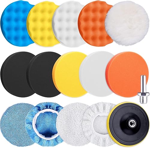 Miniatura 1 de SIQUK 16 almohadillas de pulido de 5 pulgadas, kit de almohadillas de pulido de espuma, almohadillas pulidoras para capó, almohadillas de cera,