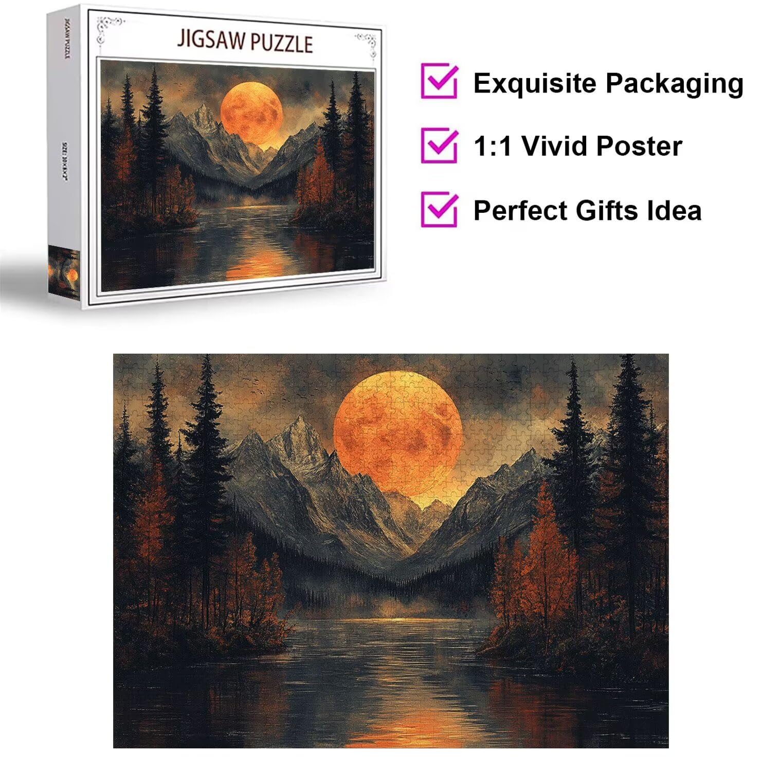 Puzzle 4000 Pieces Coucher de Soleil Puzzle Adulte 141x87cm Montagne, n-454