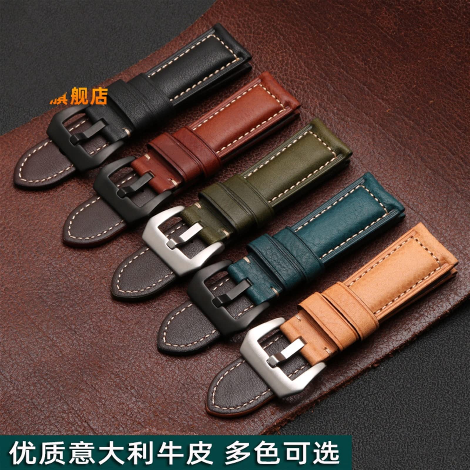 Cinturino in pelle da uomo, adatto per Panerai, Seiko, Citizen, Jeep, cinturino in pelle italiana da 22 mm, 24 mm, 26 mm