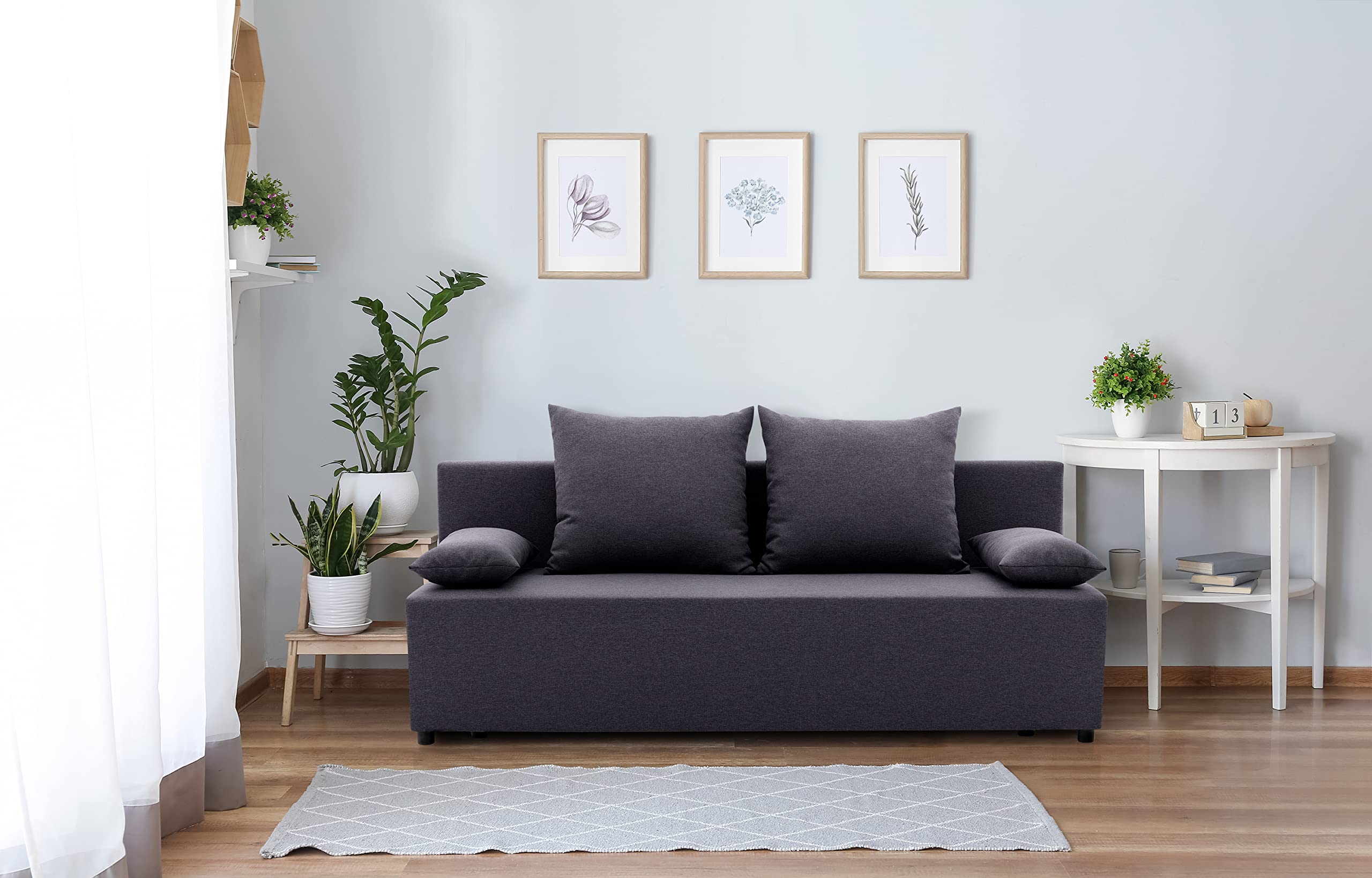 Couch SINE 190x75 mit schlaffunktion - Klassisch Design - Schlafcouch mit Stauraum - Kissen - Auswahl an Farben (LUX 06)