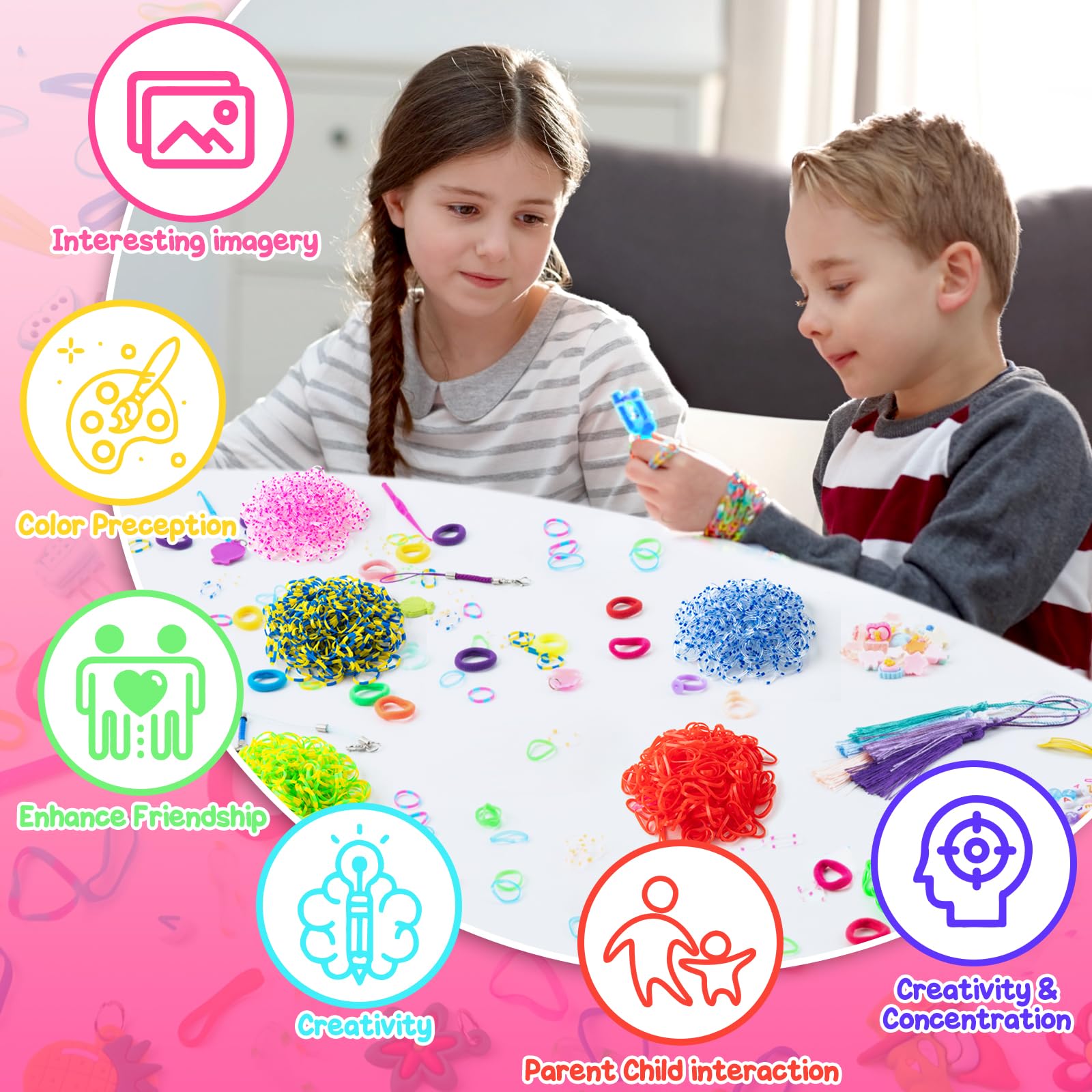 SLEMAKO 18000+ Elastici Per Braccialetti, 20 Colorati Gomma Kit Per Fare Braccialetti Kit Con Perline, Fai Da Te Bambina Elastici Di Gomma Bracciale Giochi Natale Regalo Per Bambini Ragazza Ragazzi