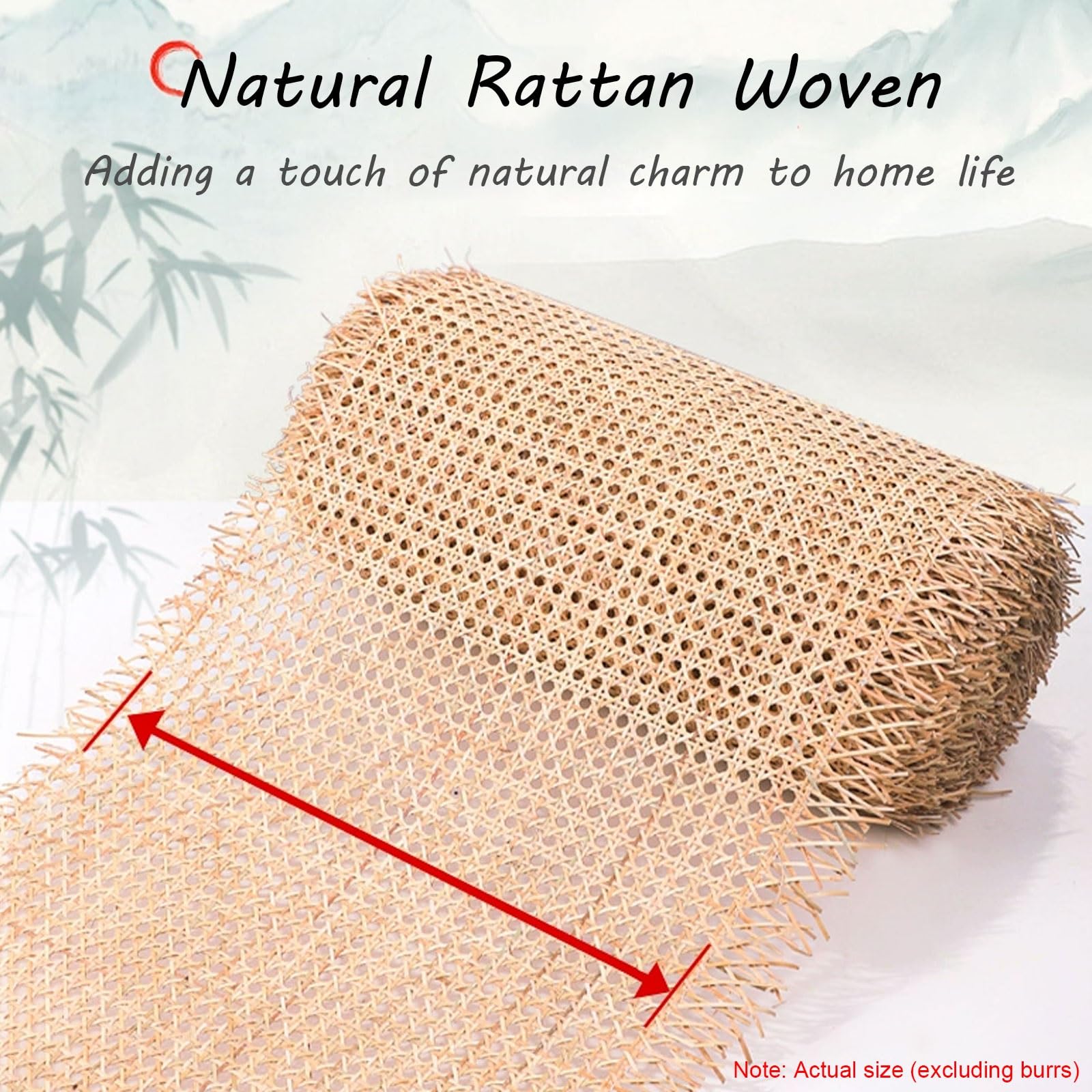 Rejilla de Mimbre Natural, Ratan Rollo Mimbre, Rollo de Ratán 80x100cm para Muebles, Mimbre Rollo, Rattan, Rollo Ratan, Material Plano de Ratán por Metros, Decoración para Sillas(80x250cm)