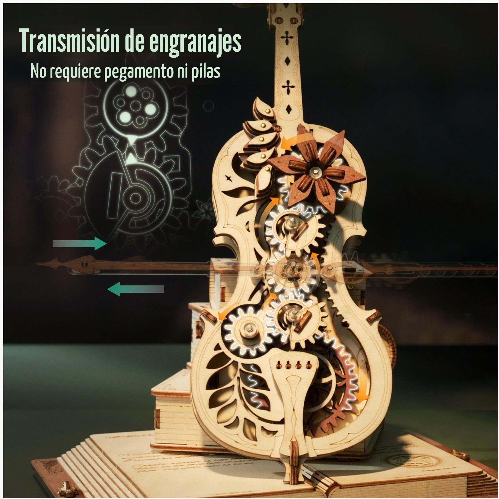 ROKR Puzzles 3D,Madera para Construir Adultos,Caja de Música,AMK63 | Maquette para principiantes, Decoración de Escritorio