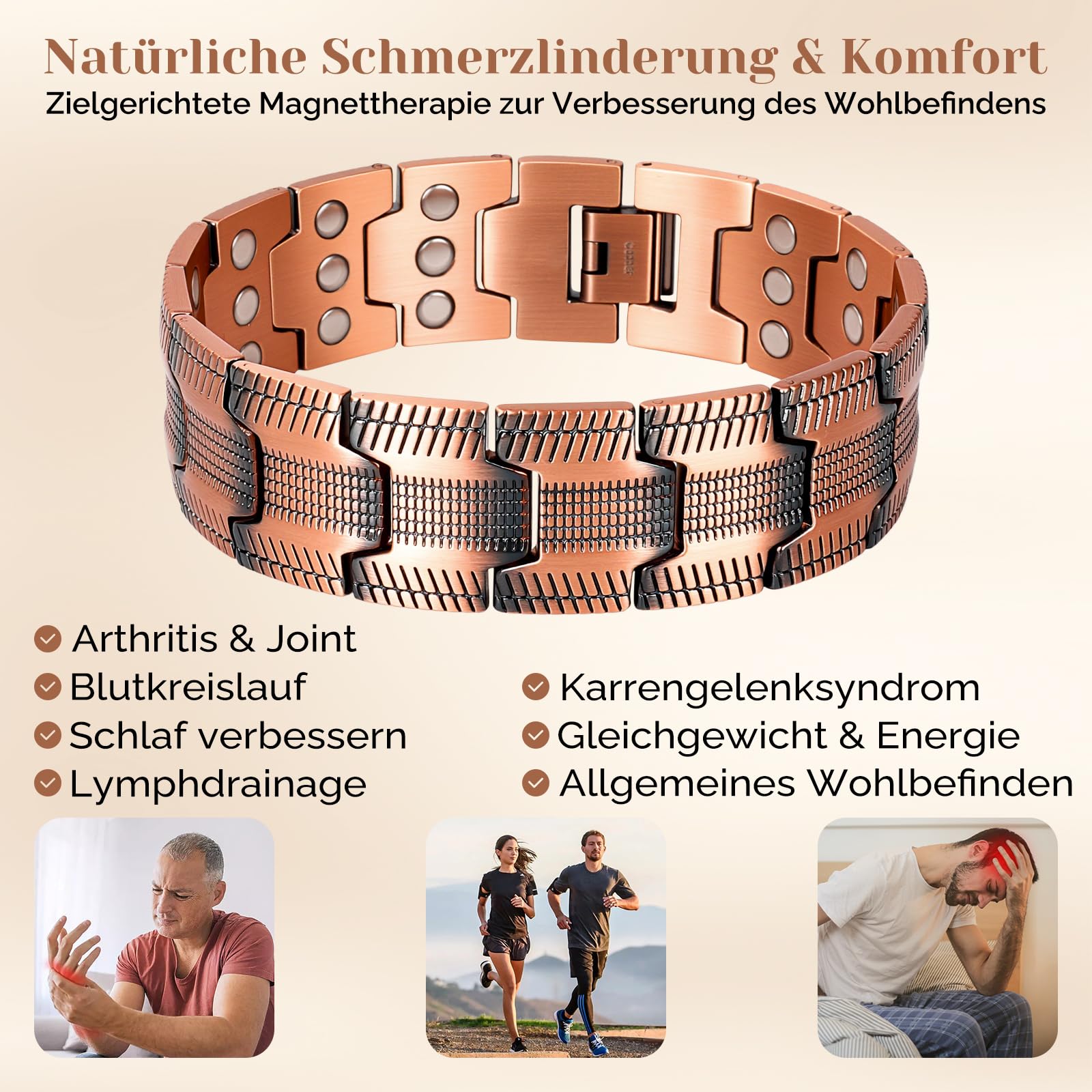 Pulsera magnética para hombre de doble fila de titanio, imanes ultrafuertes, con herramienta de ajuste y caja de regalo