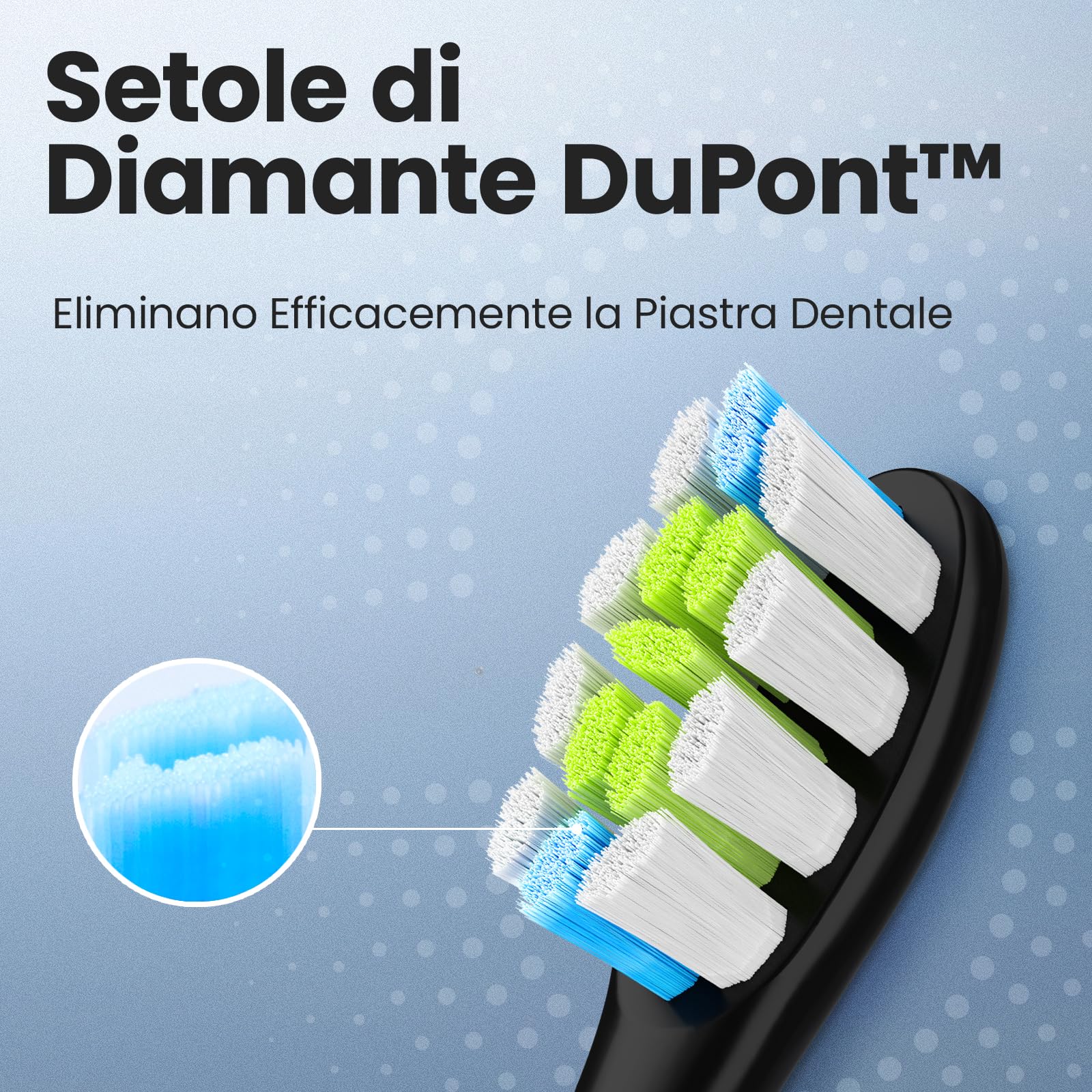 Oclean Testine di Ricambio Professional Clean B06, Adpt per tutte le spazzole elettriche oceaniche per adulti, Setole DuPont ™ certificate dalla FDA, Testa a pennello a forma di W, 6 Pezzi, Nero