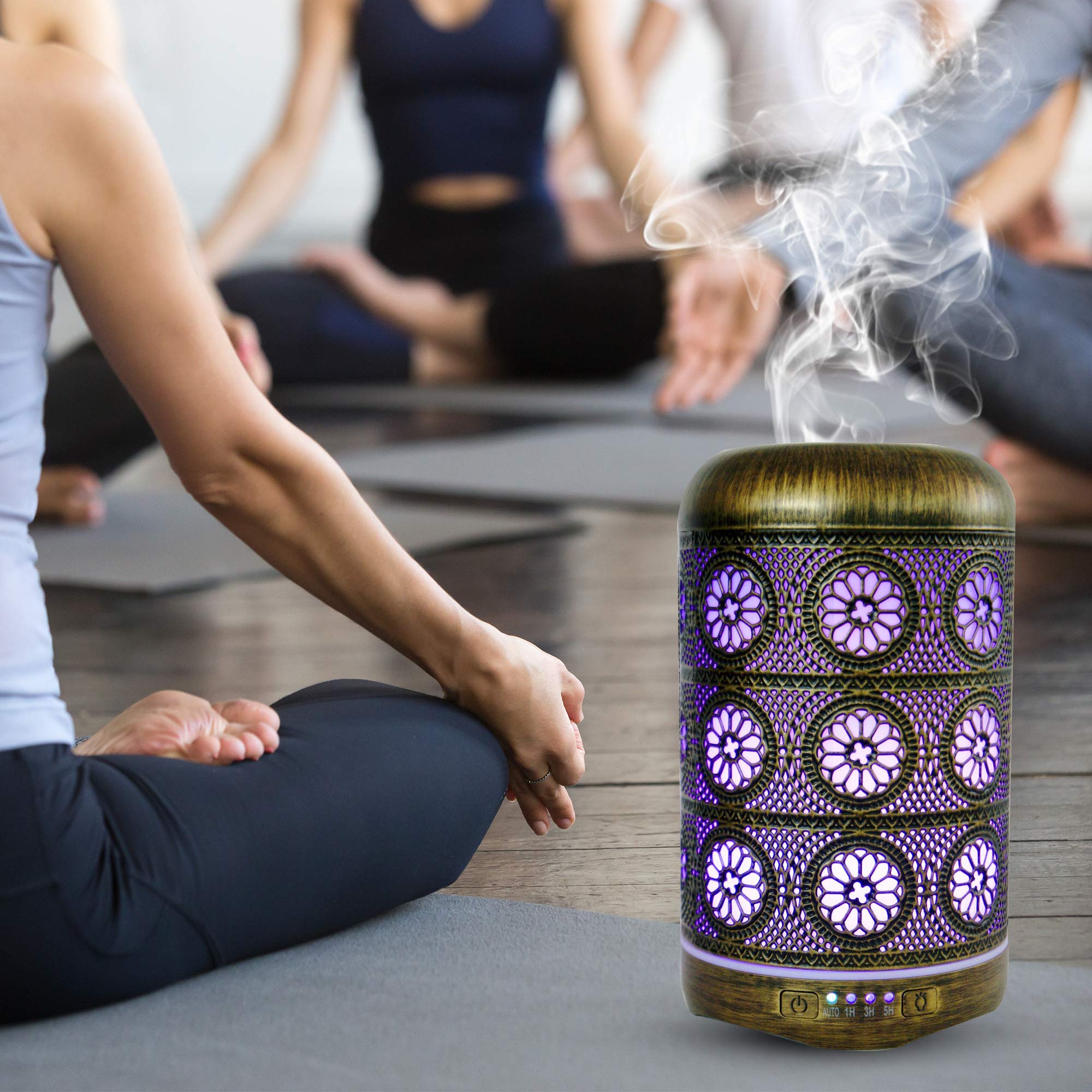 |AidA| Difusor Humificador De Aromas Humidificador Aceites Esenciales Con Mando a Distancia Humedad en Metal 250ml Ambientador Electrico Difusor Aceites Esenciales Aromaterapia Ultrasónico 9 Led