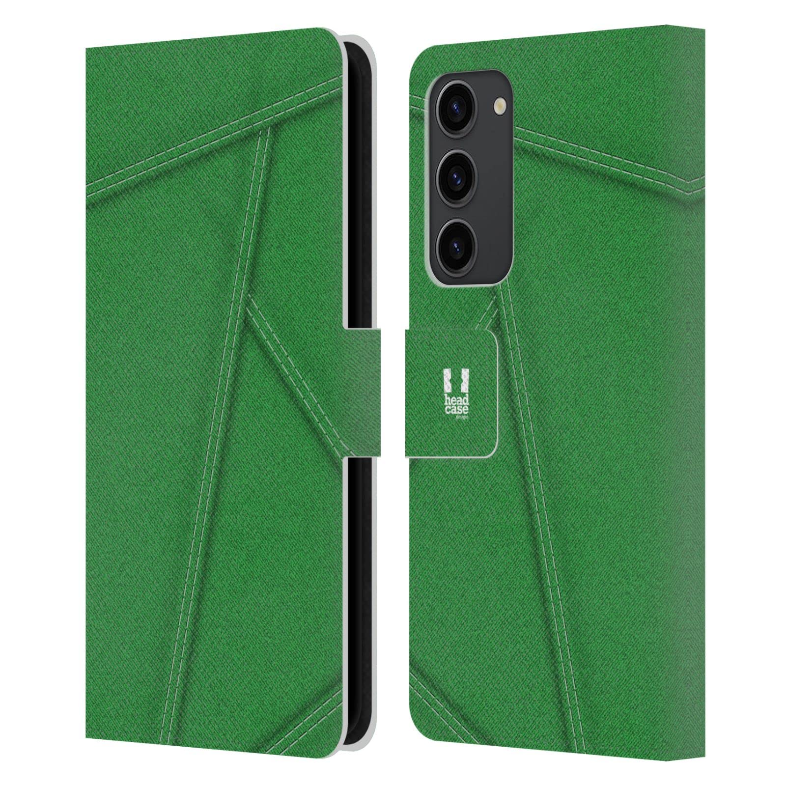 Étui Portefeuille en Cuir Samsung Galaxy S23+ Motif Patchwork Denim avec Support