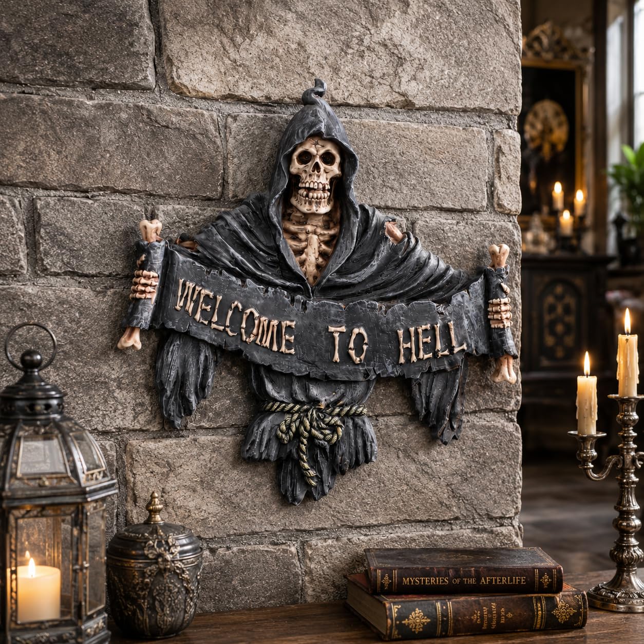 Nemesis Now NEM3944 tabliczka Welcome to Hell, 22 cm, czarna