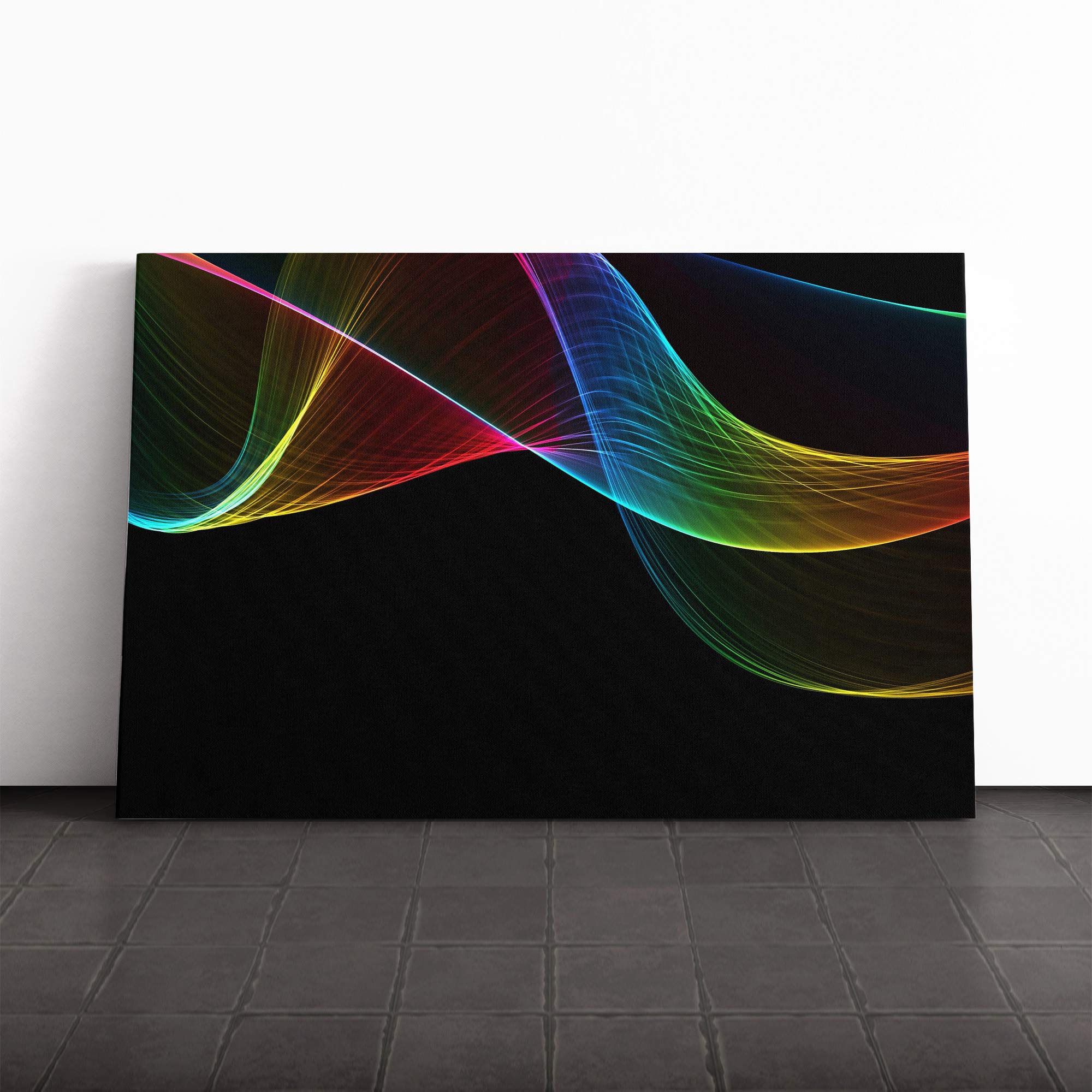 Rainbow Abstract Smoke and Flames (4) Canvas Print | Gallery Wrapped 30mm Frame Wall Art | 20x14 inches | Ready to Hang | Abstract Rainbow Picture | Living Room Bedroom Lounge Office