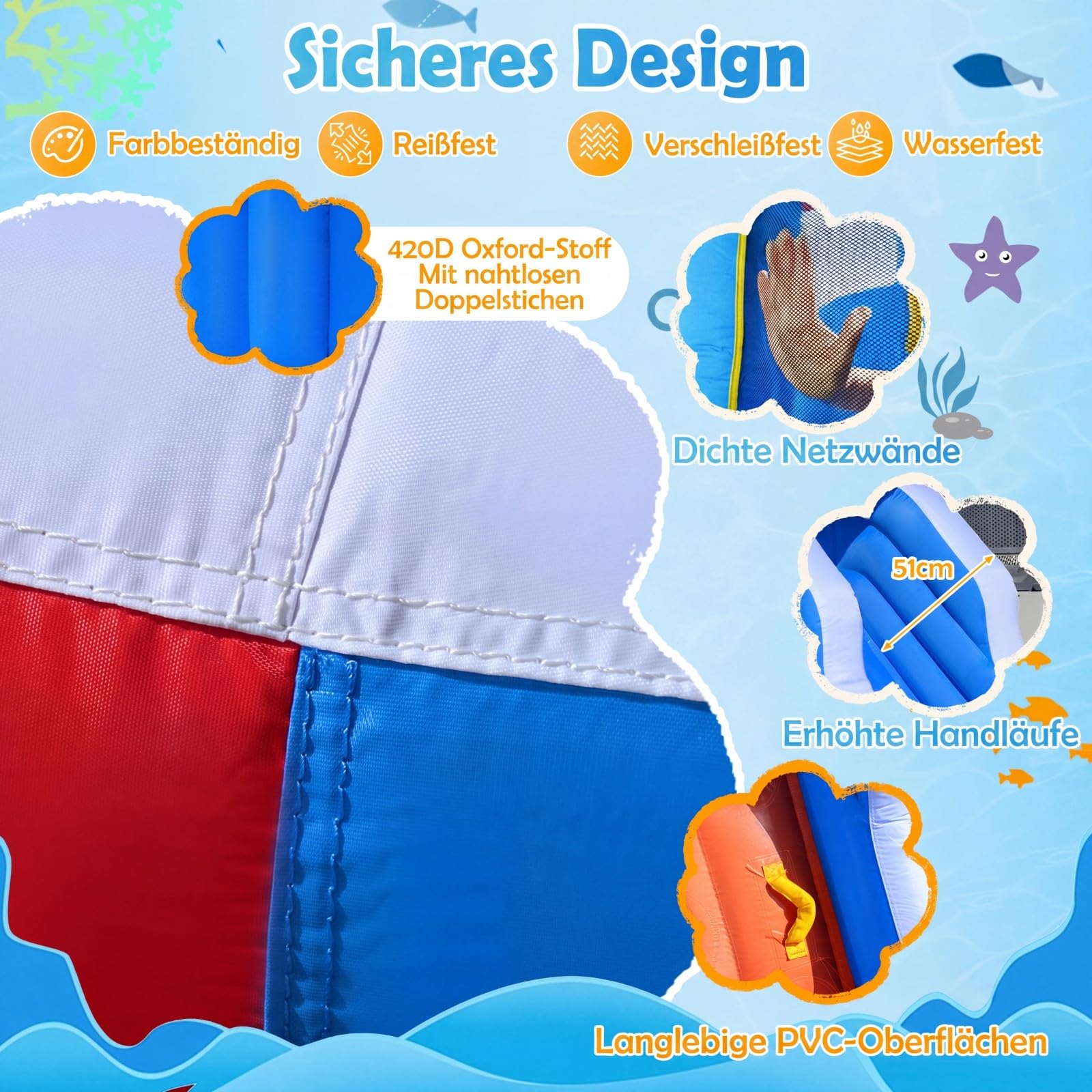COSTWAY Hüpfburg mit Wasserrutsche, Kletterwand, Wasserkanone & Planschbecken, Wasserhüpfburg für Kinder, Wasserpark für Außenbereich, 401 x 307 x 255 cm