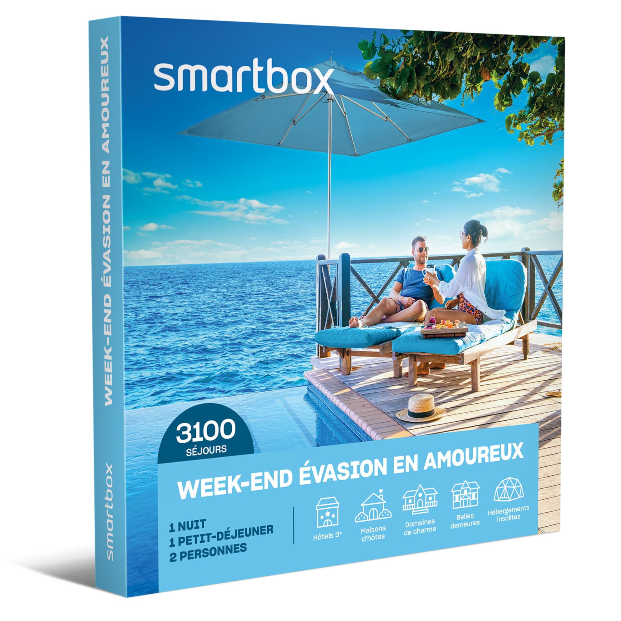 Smartbox Coffret cadeau Week-end évasion en amoureux – Une nuit pour 2 personnes