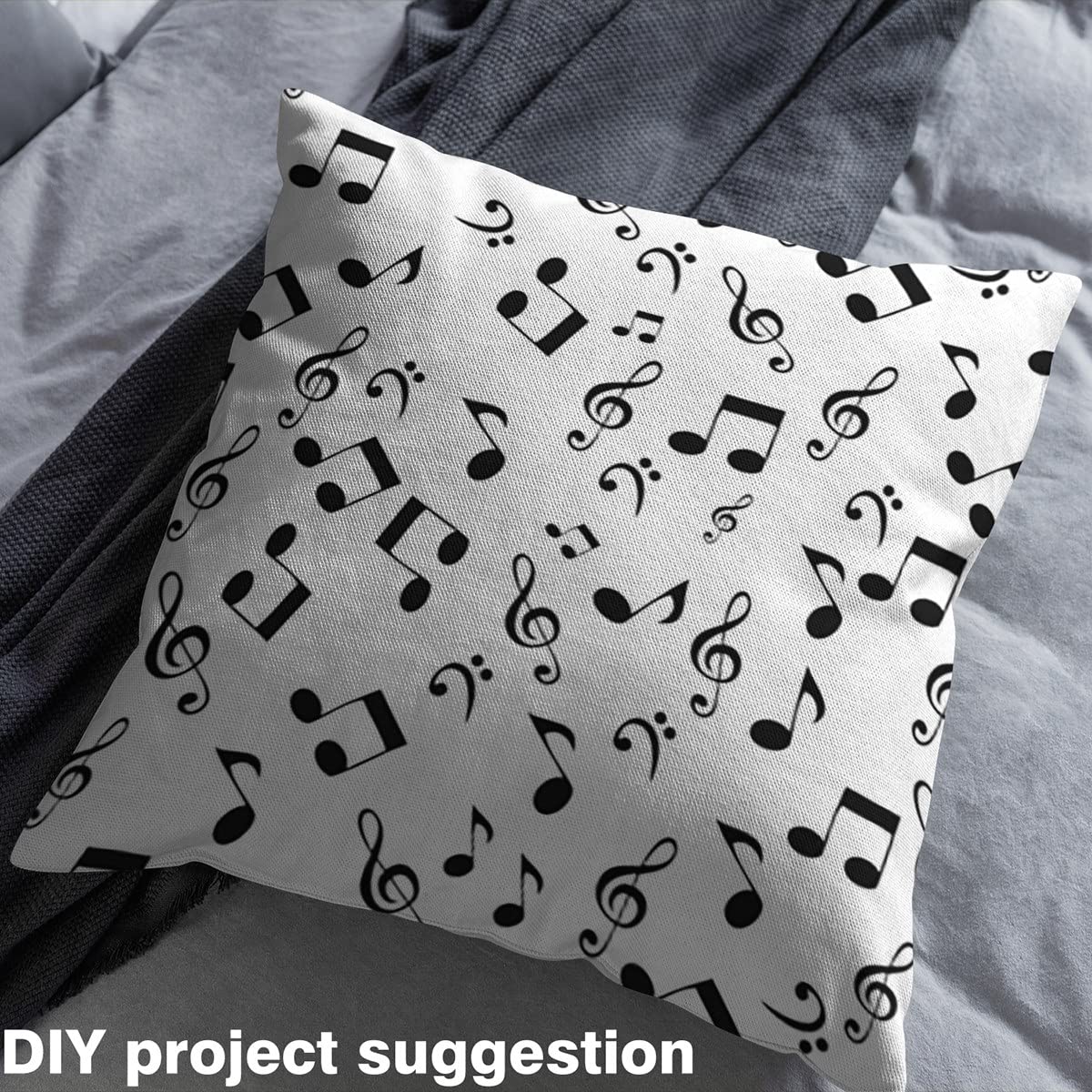 Abstract Music Upholstery Fabric by The Yard,Musical Note Outdoor Fabric by The Yard,Abstract Fabric for Upholstery and DIY Projects,3 Yards,(L276*W150cm) Black White - Image 4