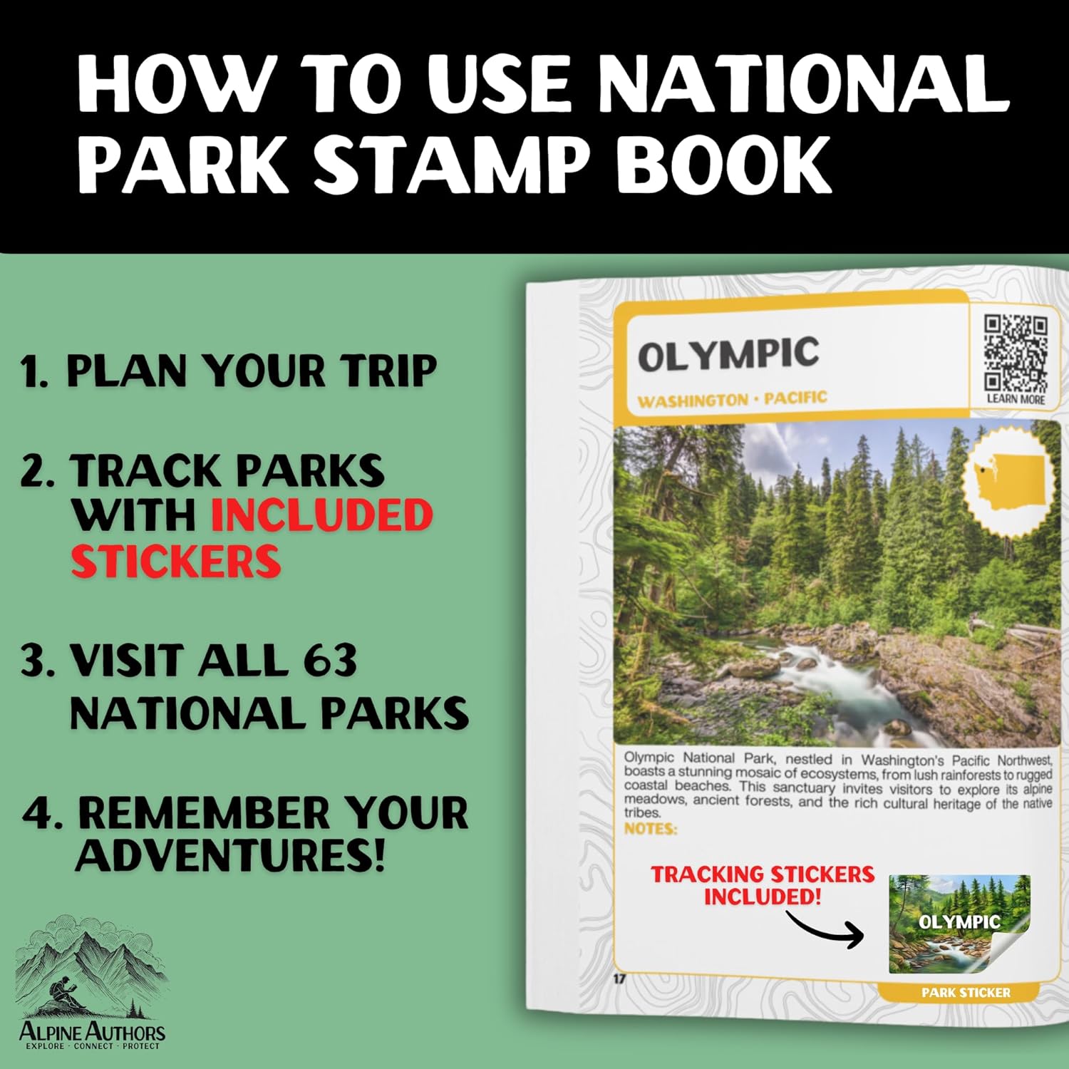 National Parks Stamp Book with Sticker Set: Passport-Sized National Park Book with Passport Stickers, Travel Planner, Map, and Parks Checklist Tracker - Image 3