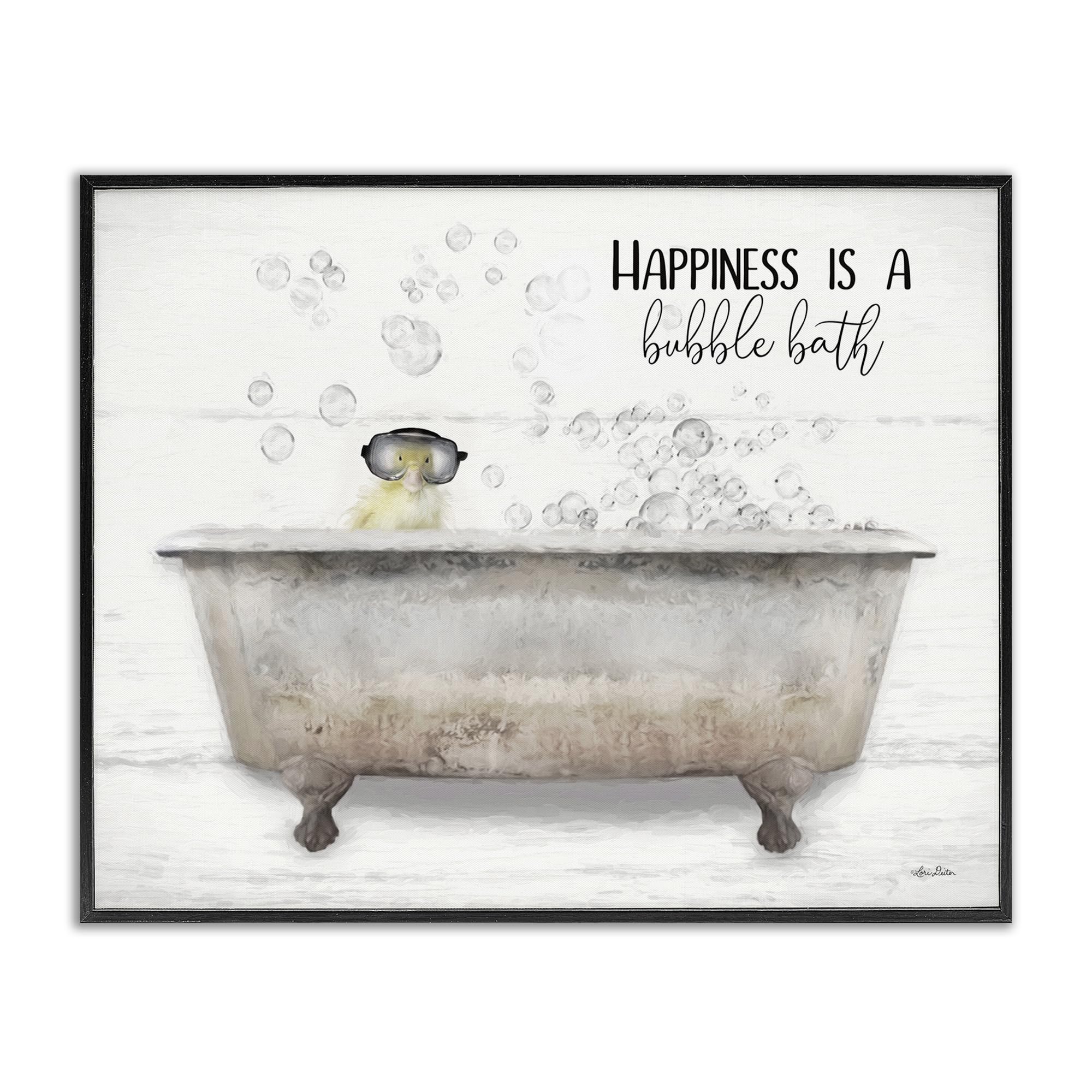 Bubble Bath Duckling Bathroom Phrase, 24 x 30 Inch Framed Giclée Print
