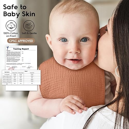 Miniatura 6 de Yoofoss Muslin Baby Bibs for Boy Girl 100% Cotton Bandana Bibs 10 Pack Baby Bibs for Drooling