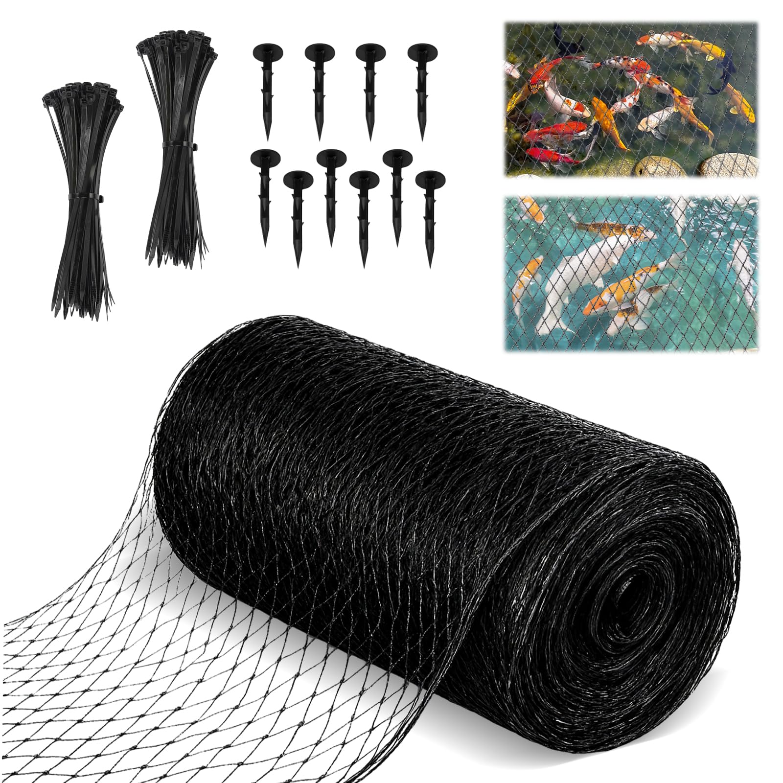 4.5m x 4.5m Pond Netting for Leaves, Fine Mesh Koi Pond Netting Kit