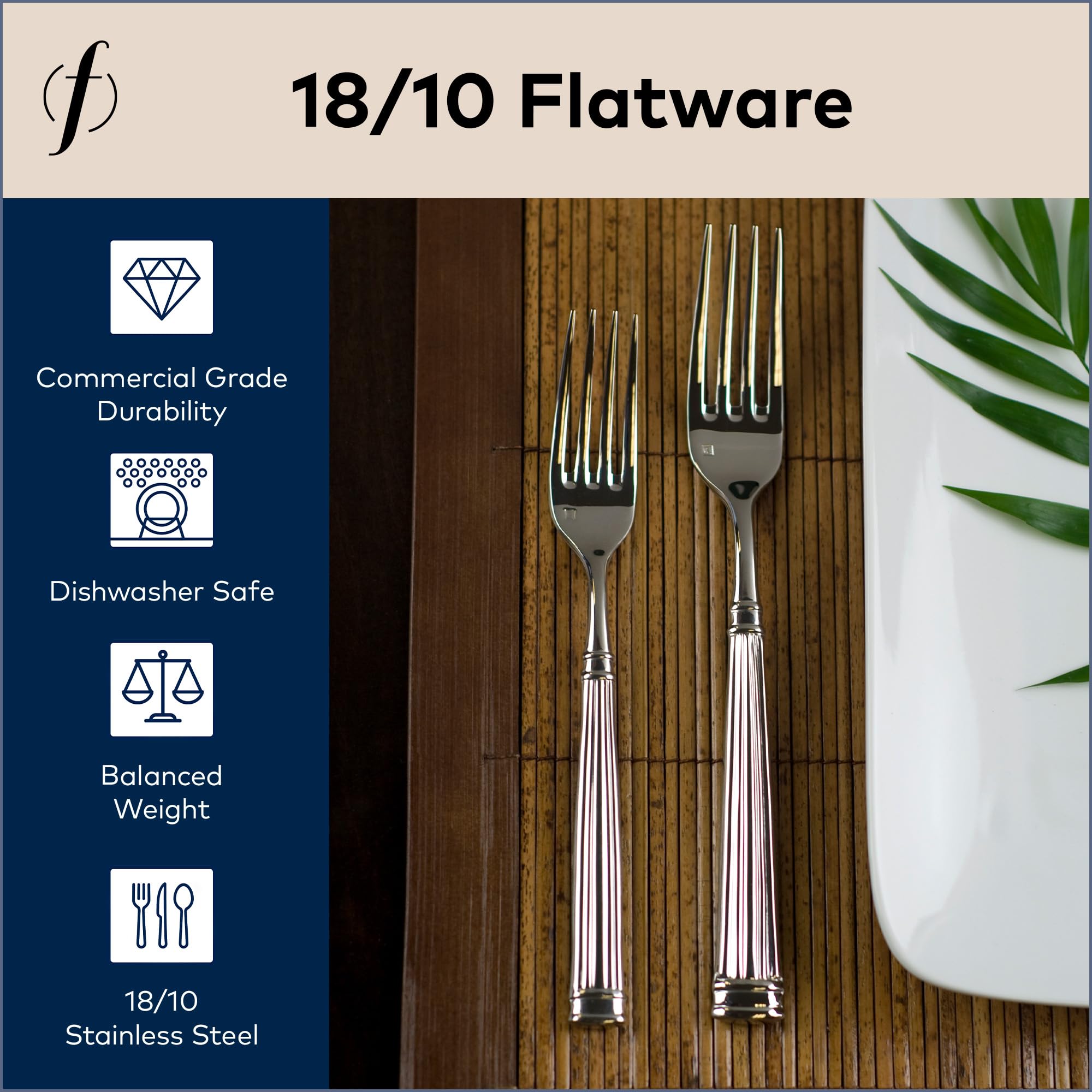 FORTESSA Doria 18/10 Stainless Steel Flatware, 20 Piece Place