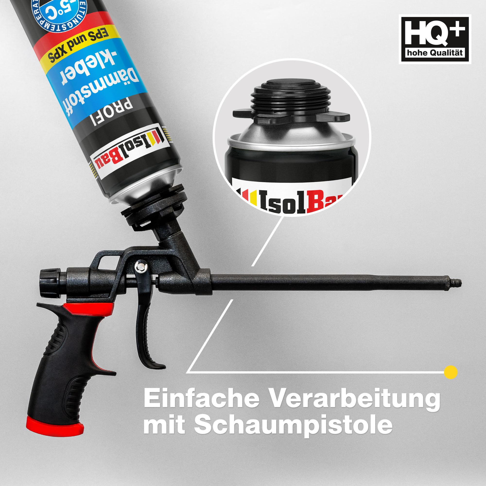 Isolbau B2 Dämmstoffkleber - 12 x 750 ml Perimeterkleber für EPS- & XPS-Platten - 1K PU-Klebeschaum für Fixieren und Isolieren