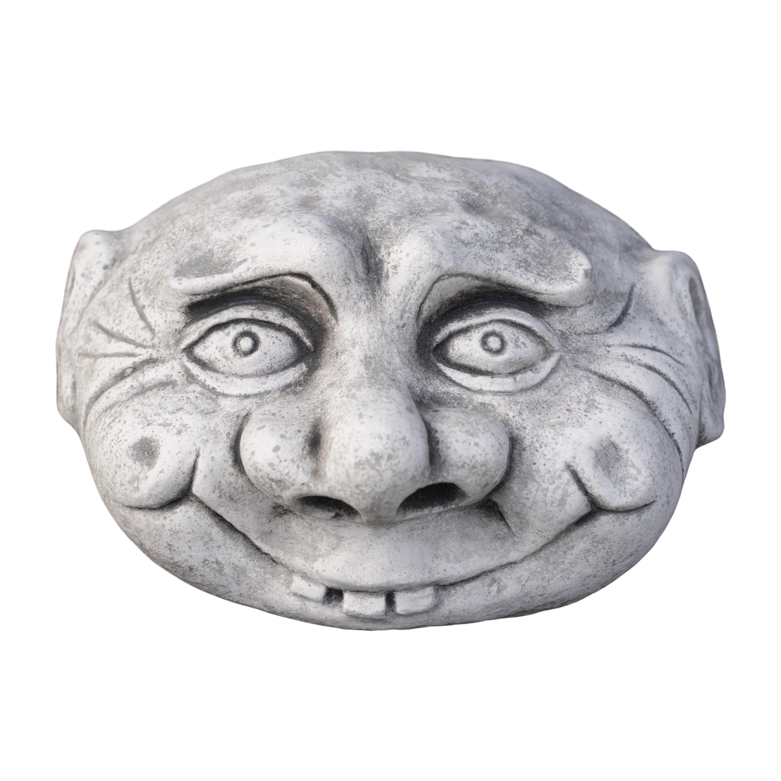 gartendekoparadies.de Lustiges Gesicht Steinkopf, Deko-Stein, H. 15 cm, 25 x 28 cm, 10 kg, Grau, frostsicher aus Steinguss für Außenbereich