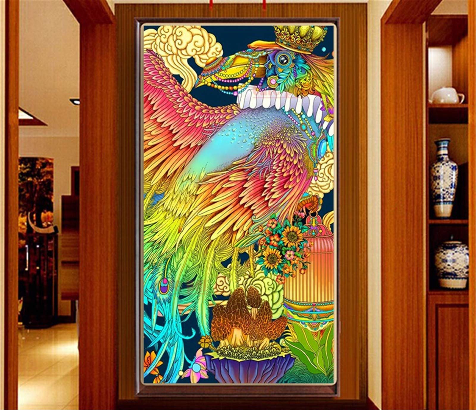 Diamond Painting Calao de couleur 32x64inch avec strass ronds pour broderie diamant DIY