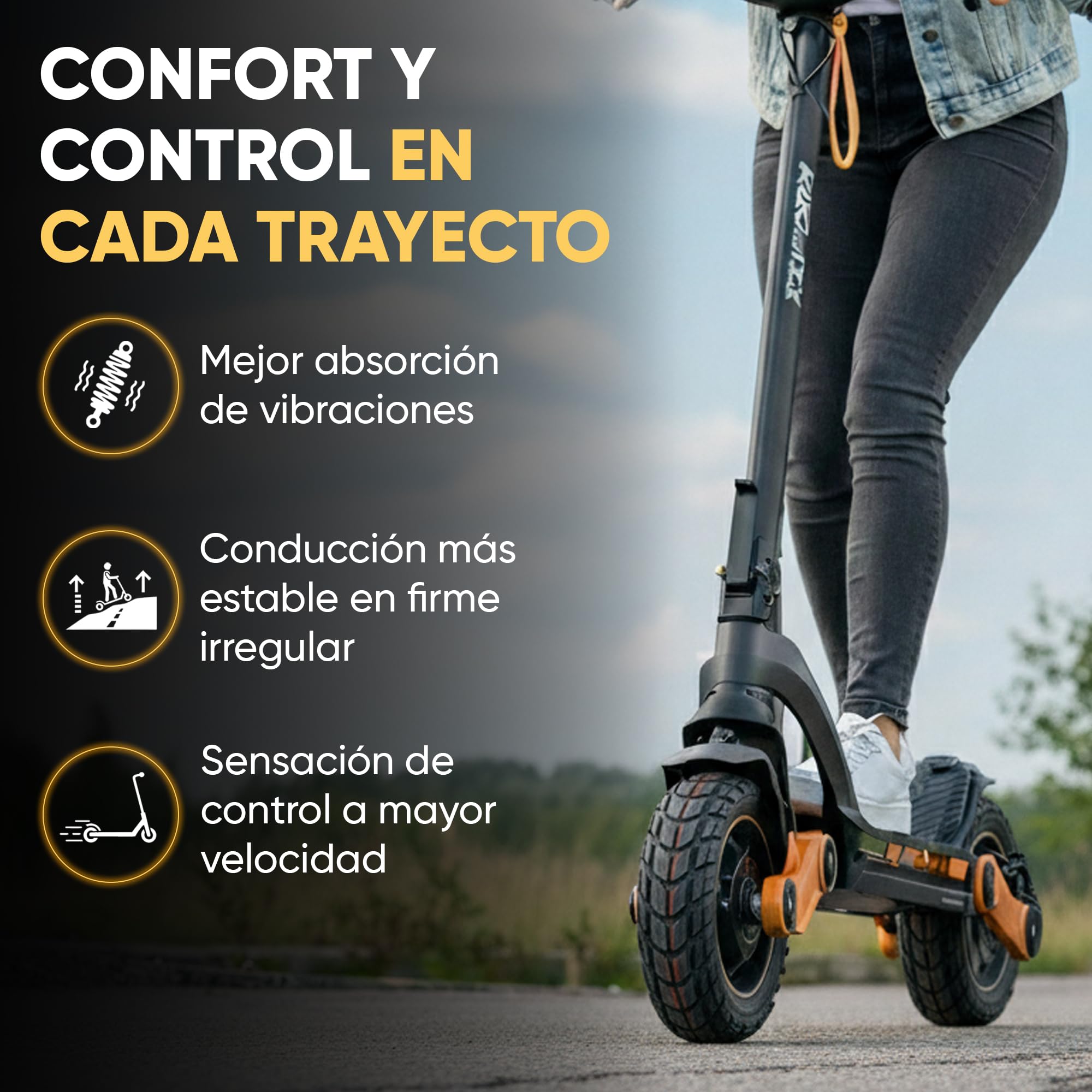 ANSENI Neumatico Cubierta 10x2.75-6.5 Rueda Todoterreno Tubeless para Patinete Eléctrico Smartgyro Speedway