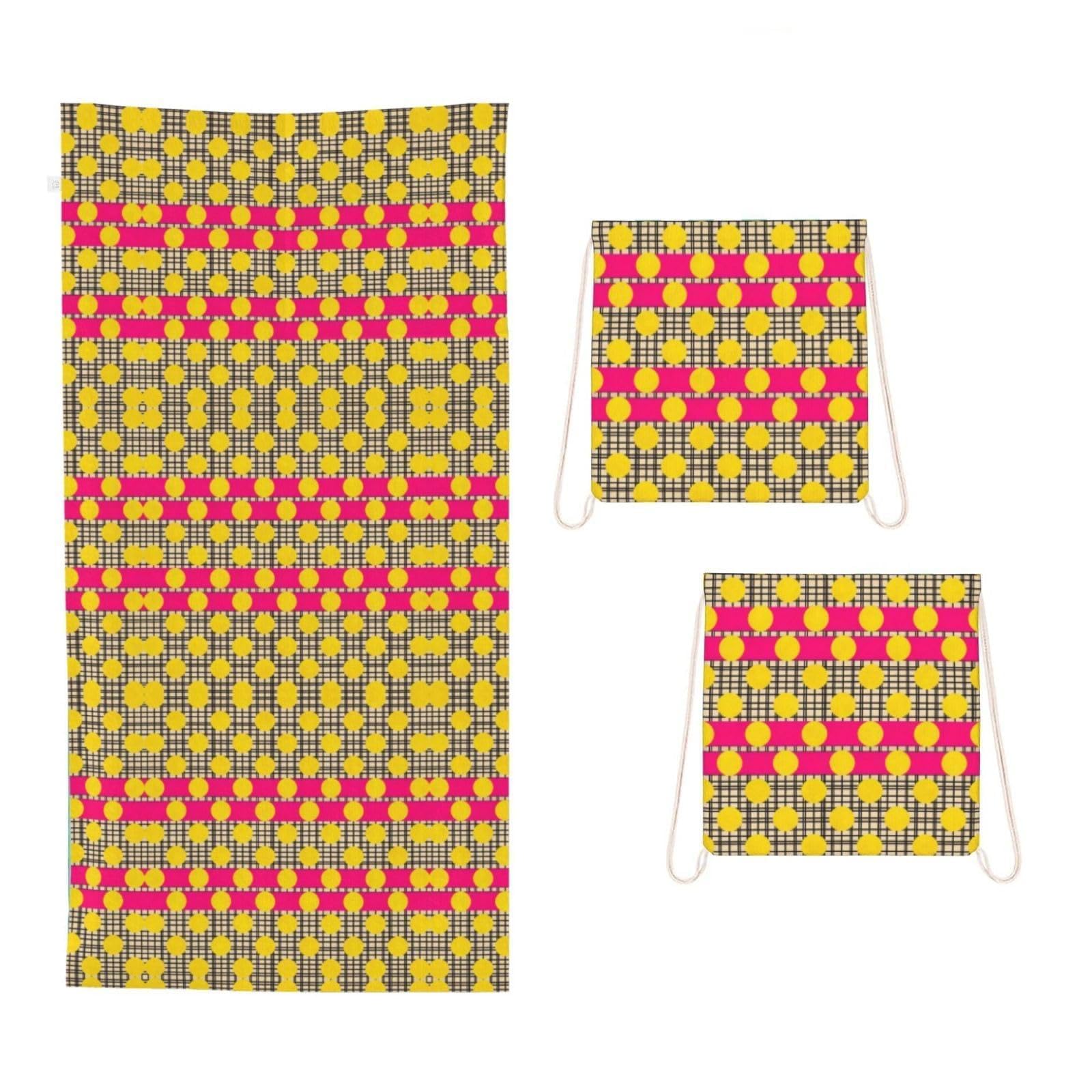 CNTDBU Plaid Stripe 2 in 1 Packable Towel Bag-Large Beach Towel with Stuff Sack, Super Absorbent Microfiber Travel Towel for Pool