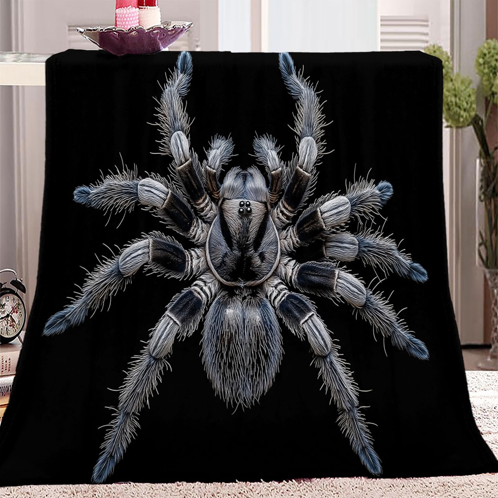 Koc polarowy Owad Pająk Wilk Drukowany Rozmyty koc na sofę Sherpa Koc Czarny Koc flanelowy Dekoracja pokoju Pluszowy koc dziecięcy 180 x 200 cm