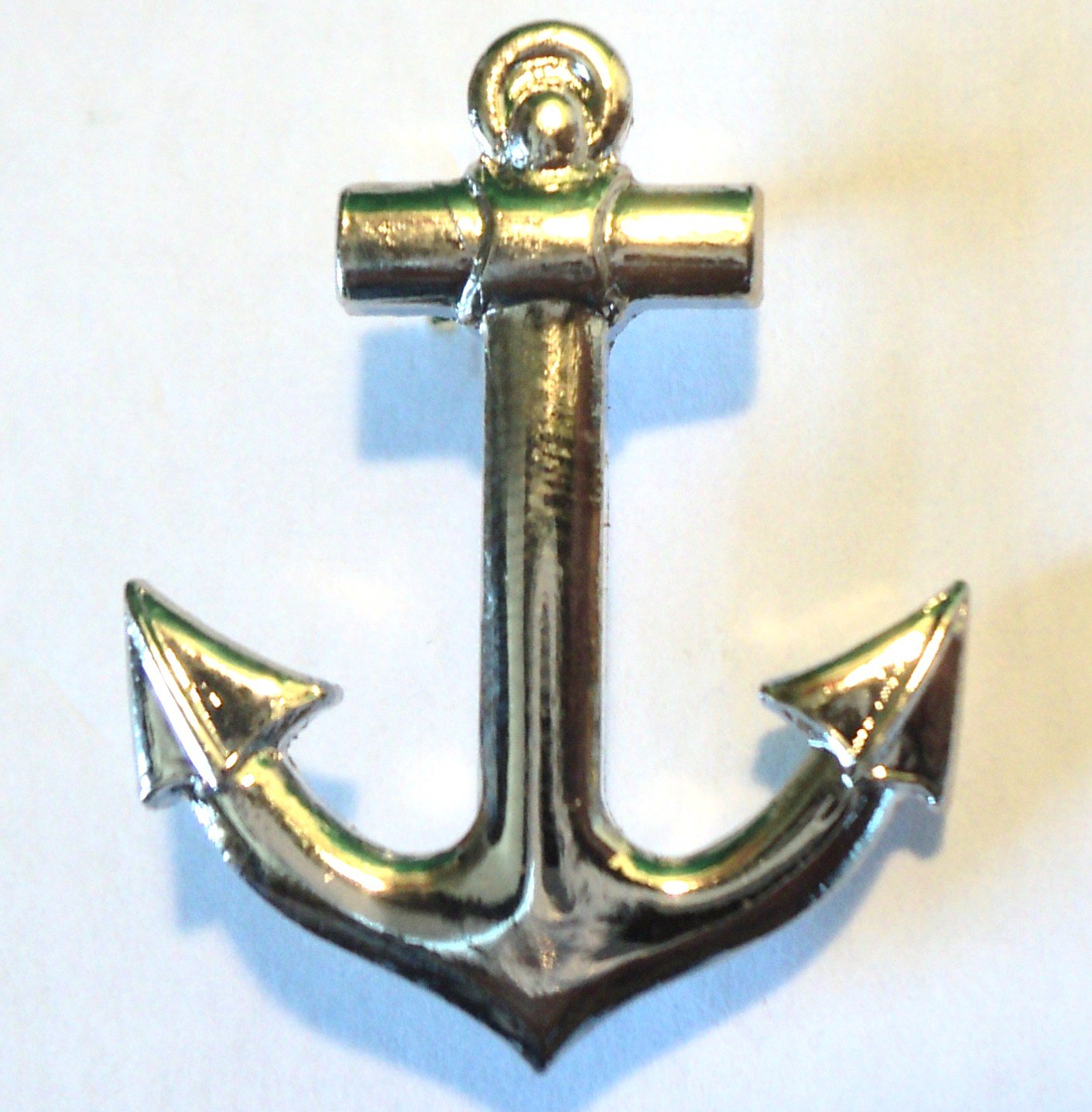 Chrome Ships Anchor Metal Badge Lapel Pin or Brooch