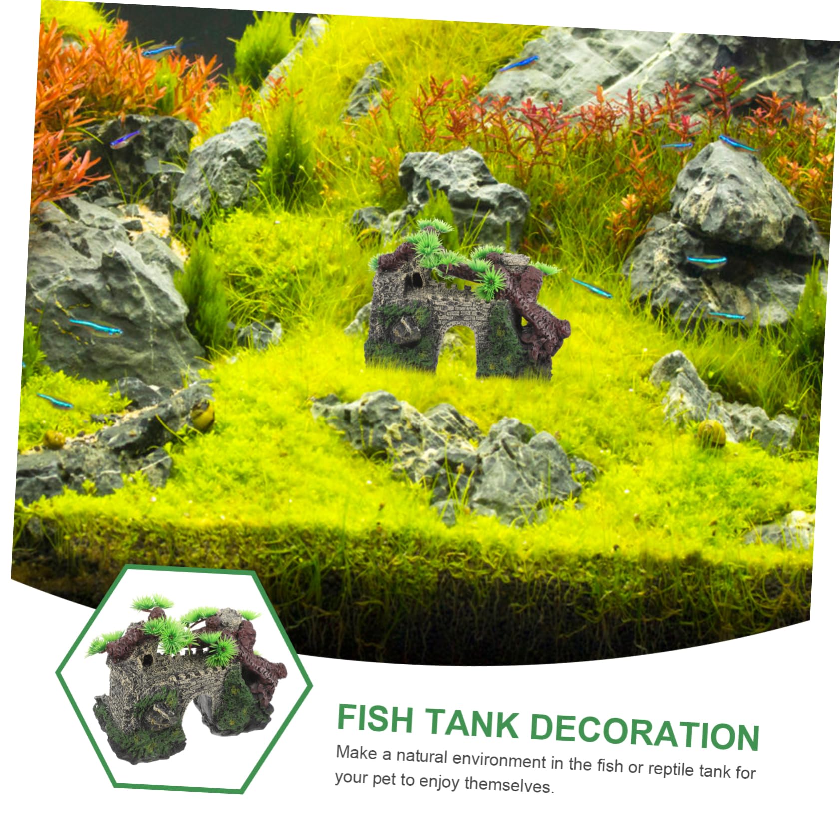 3 Pezzi Decorazioni del castello simulate arredamento dell'acquario Decorazioni per acquari impostore radice casa decorazione acquario arredamento decorativo dell'acquario resina