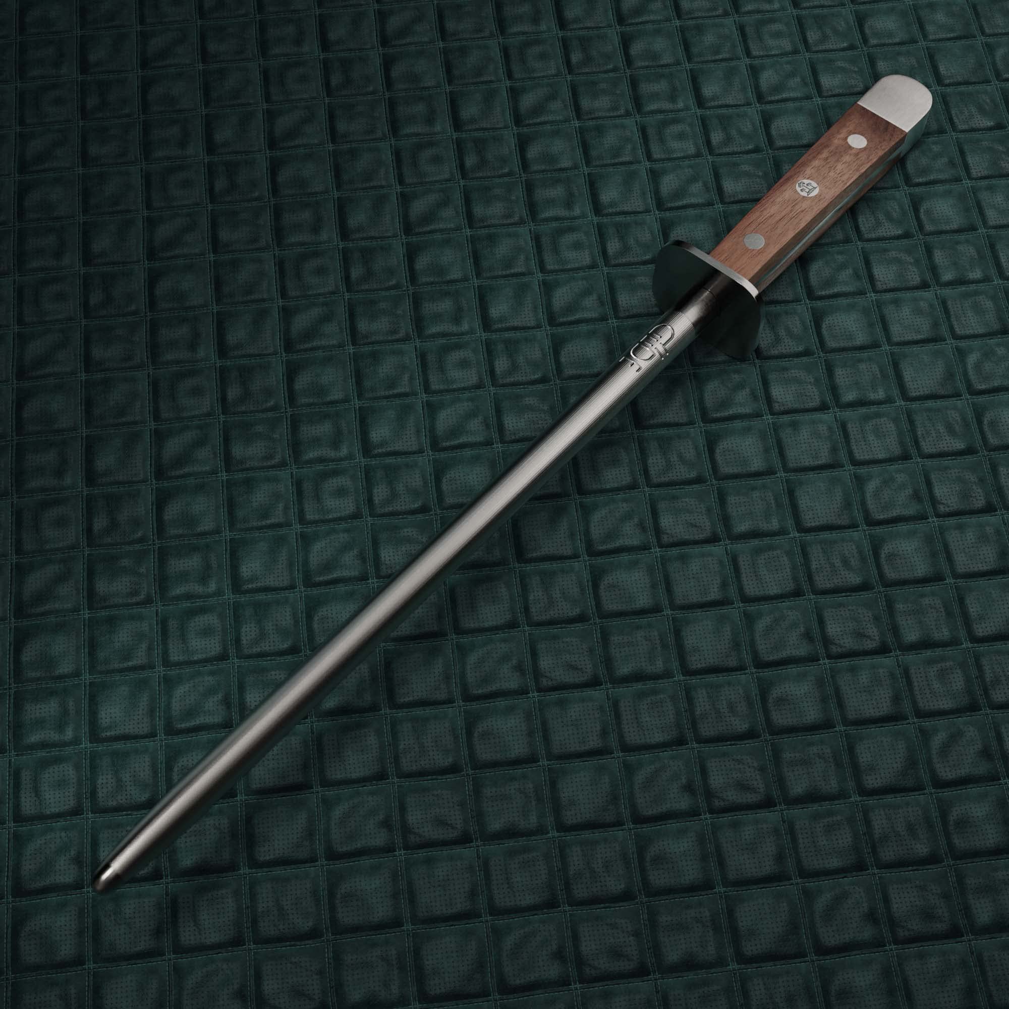 GÜDE Solingen - Ostrzałka do noży, kuta, 26 cm, orzech włoski, ALPHA-WALNUT - podwójne ostrze, Ręcznie robiony w Niemczech
