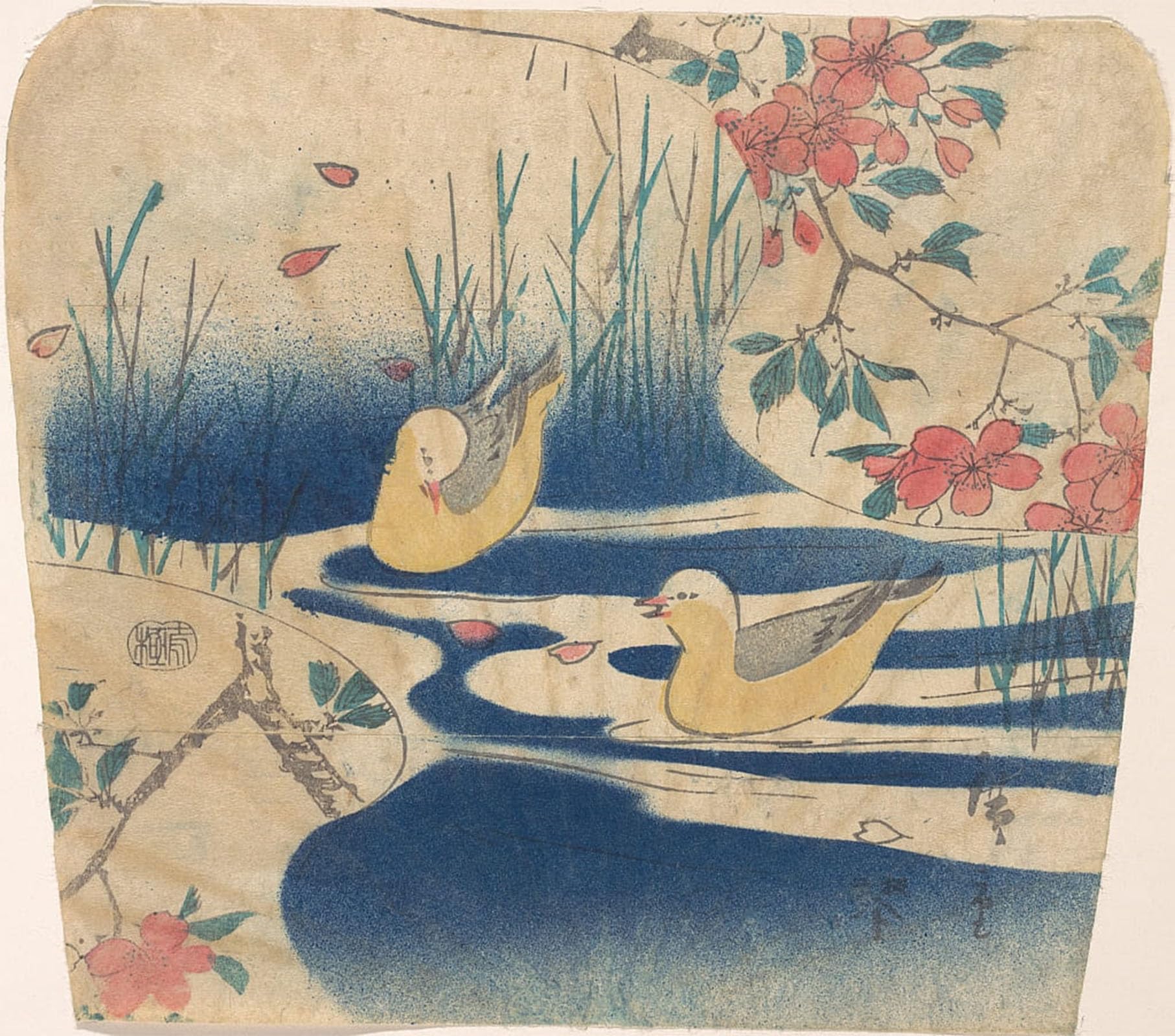 ARTXLXXBN Famous Prints Artwork Pictures Poster Painting Art Hooded Gulls and Cherry Blossoms Probably Probably by Ando Hiroshige Artwork Landscape Pictures for Home Decor 60x90cm