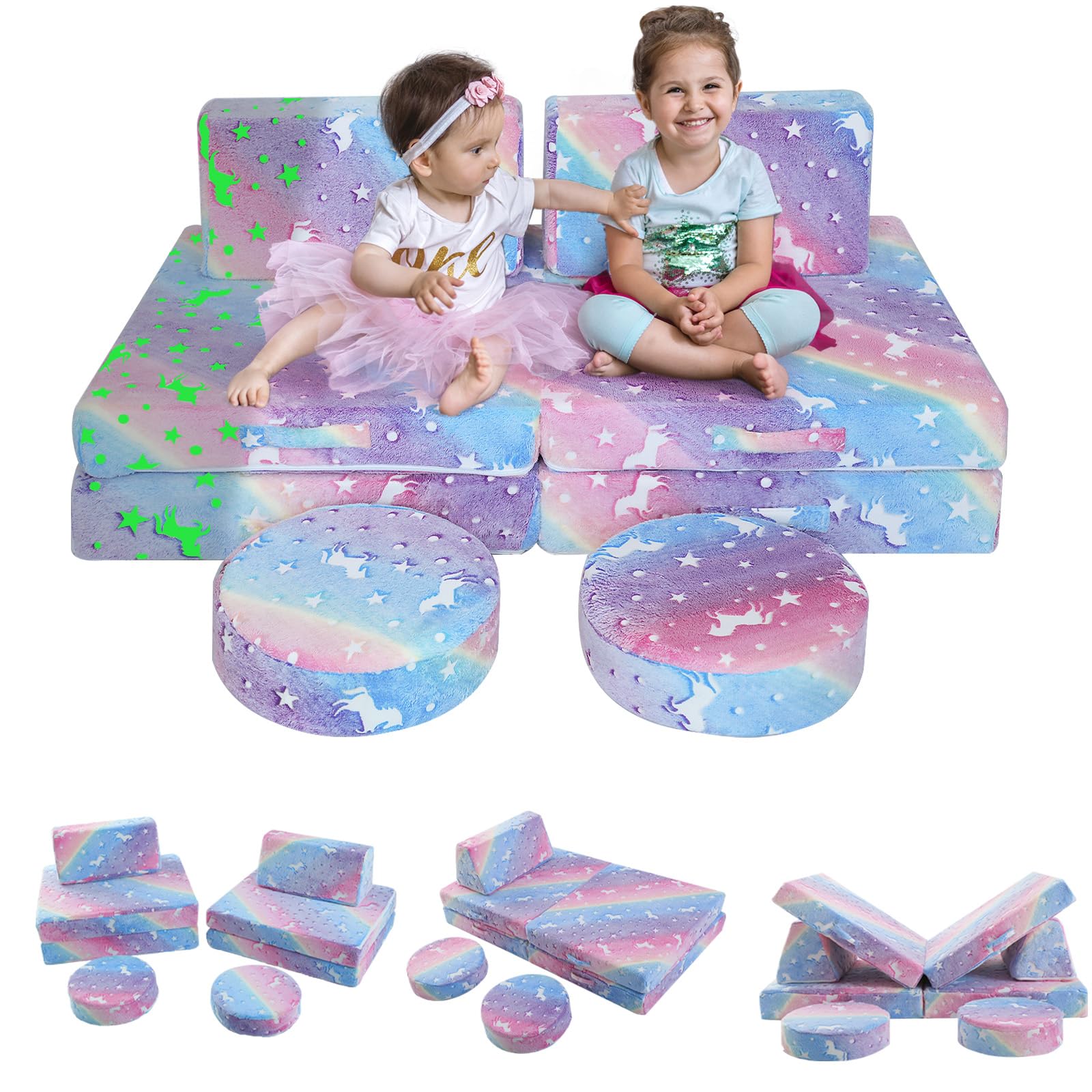 MeMoreCool Kids Couch Sofa Modular Toddler Couch for Bedroom Playroom