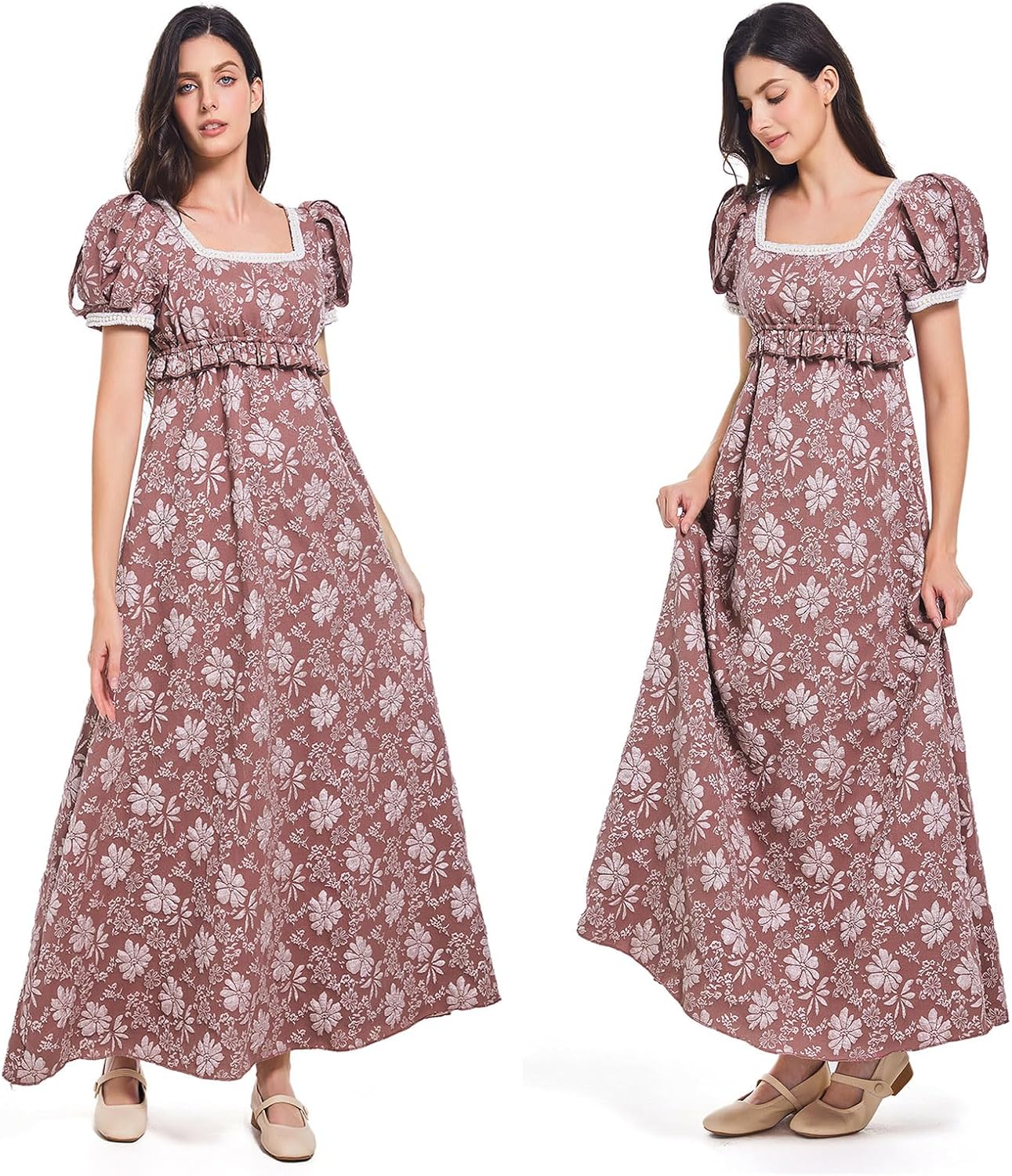 Regency Dresses for Women Luxurious Pearl Puff Victorian Dress - Image 6